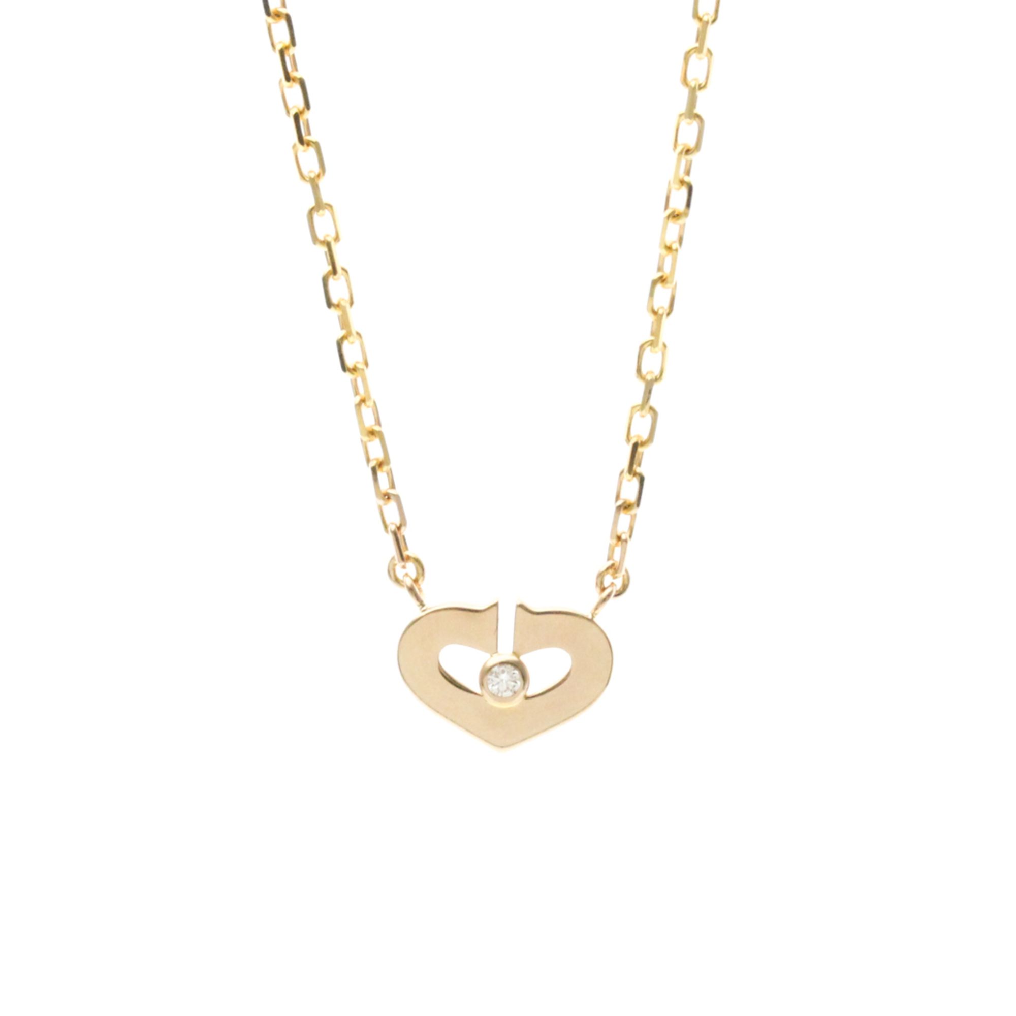 Cartier C Heart Necklace 1P Diamond Pink Gold (18K) Diamond Women,Men Fashion Pendant Necklace (Pink