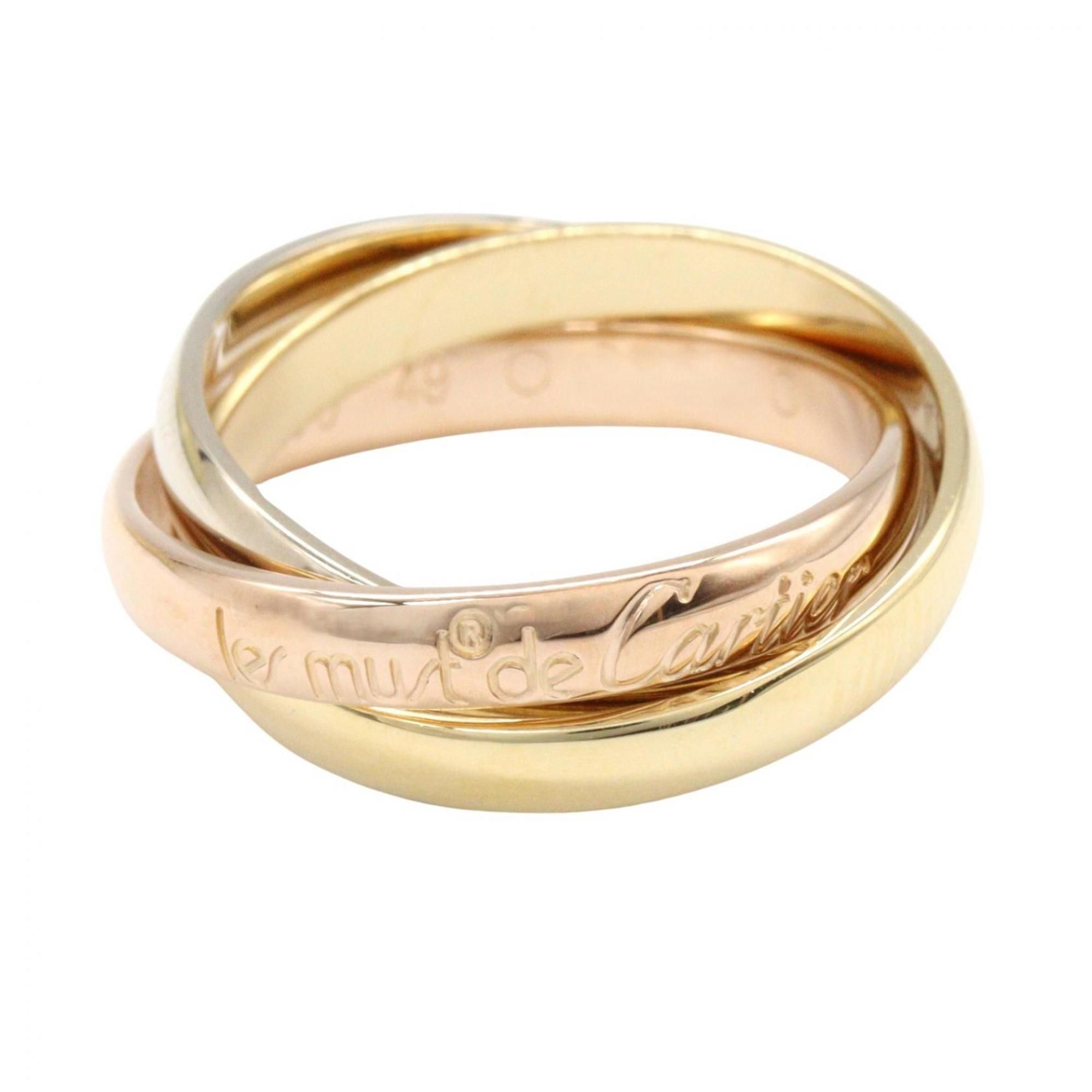 Cartier Trinity Ring, Jewelry, 18K Yellow Gold, White Pink Women's, Silver