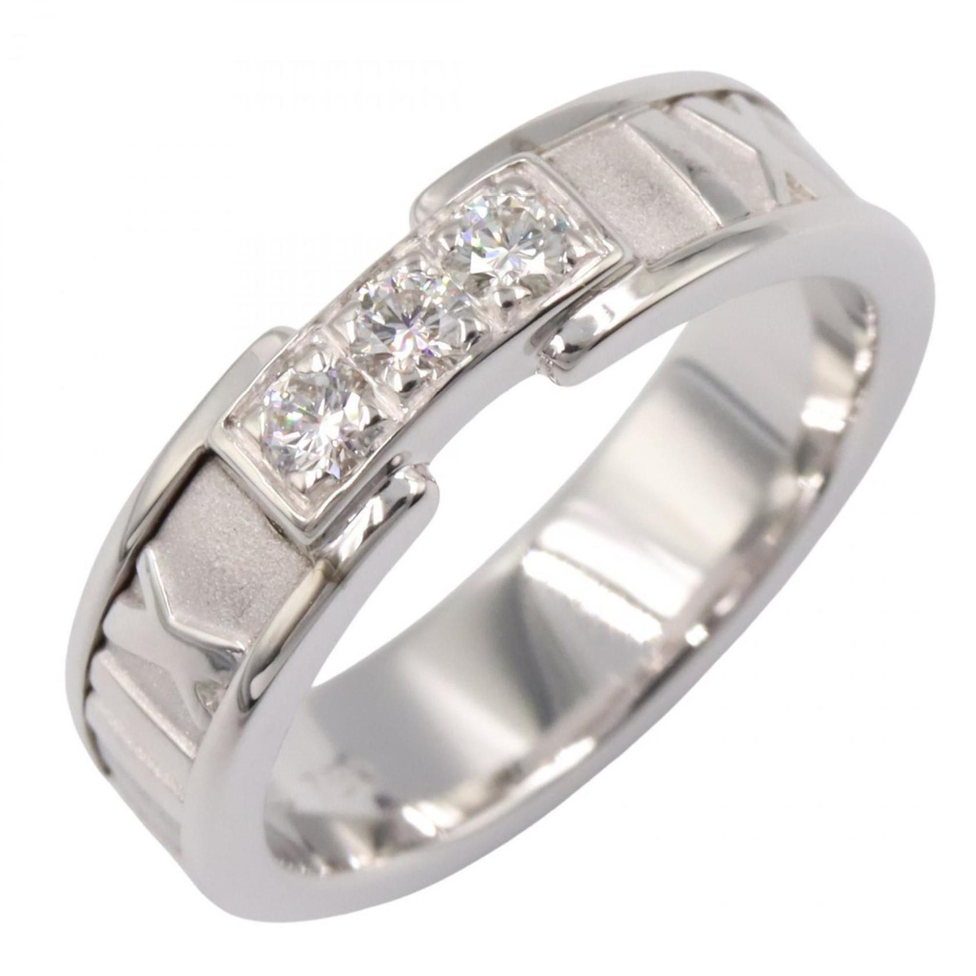 Tiffany & Co. Atlas Diamond Ring, 18K White Gold with Diamonds, Women's, Silver/Clear