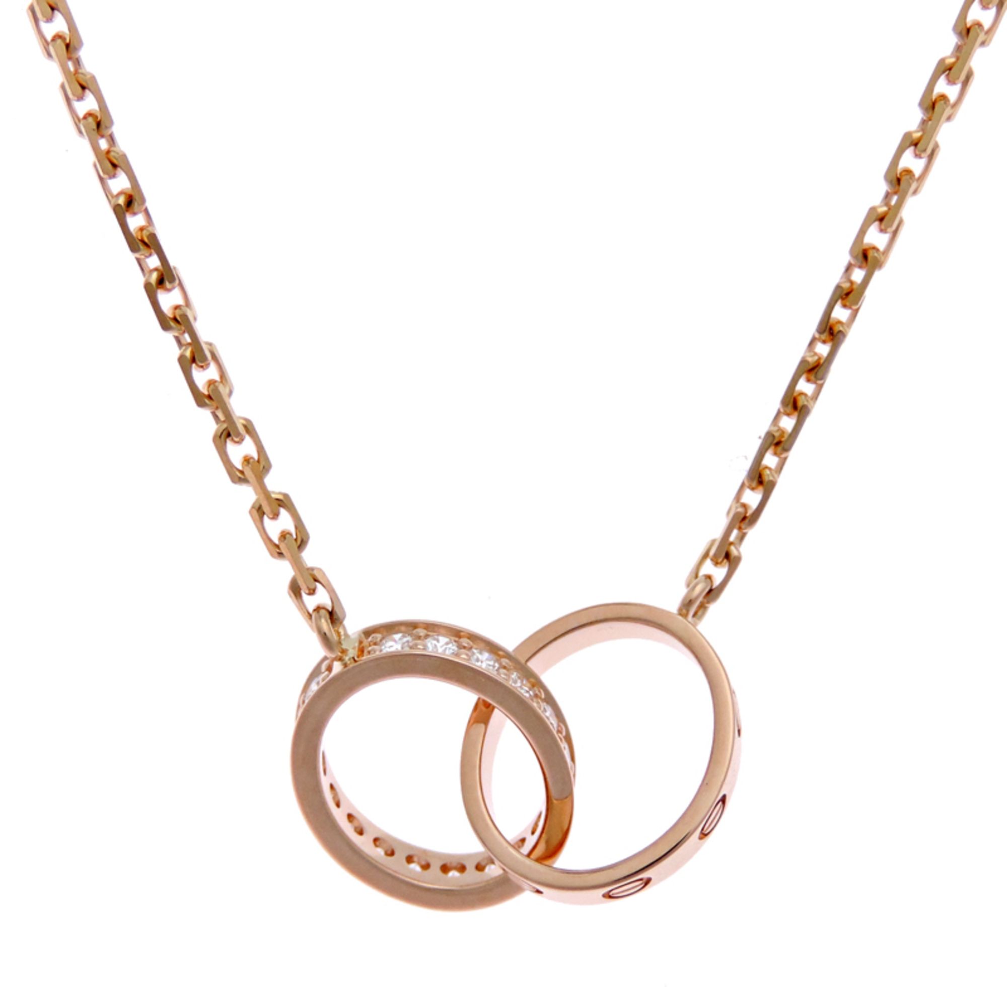Cartier Love Semi-Pavé Diamond Women's Necklace B7013900 in 750 Pink Gold
