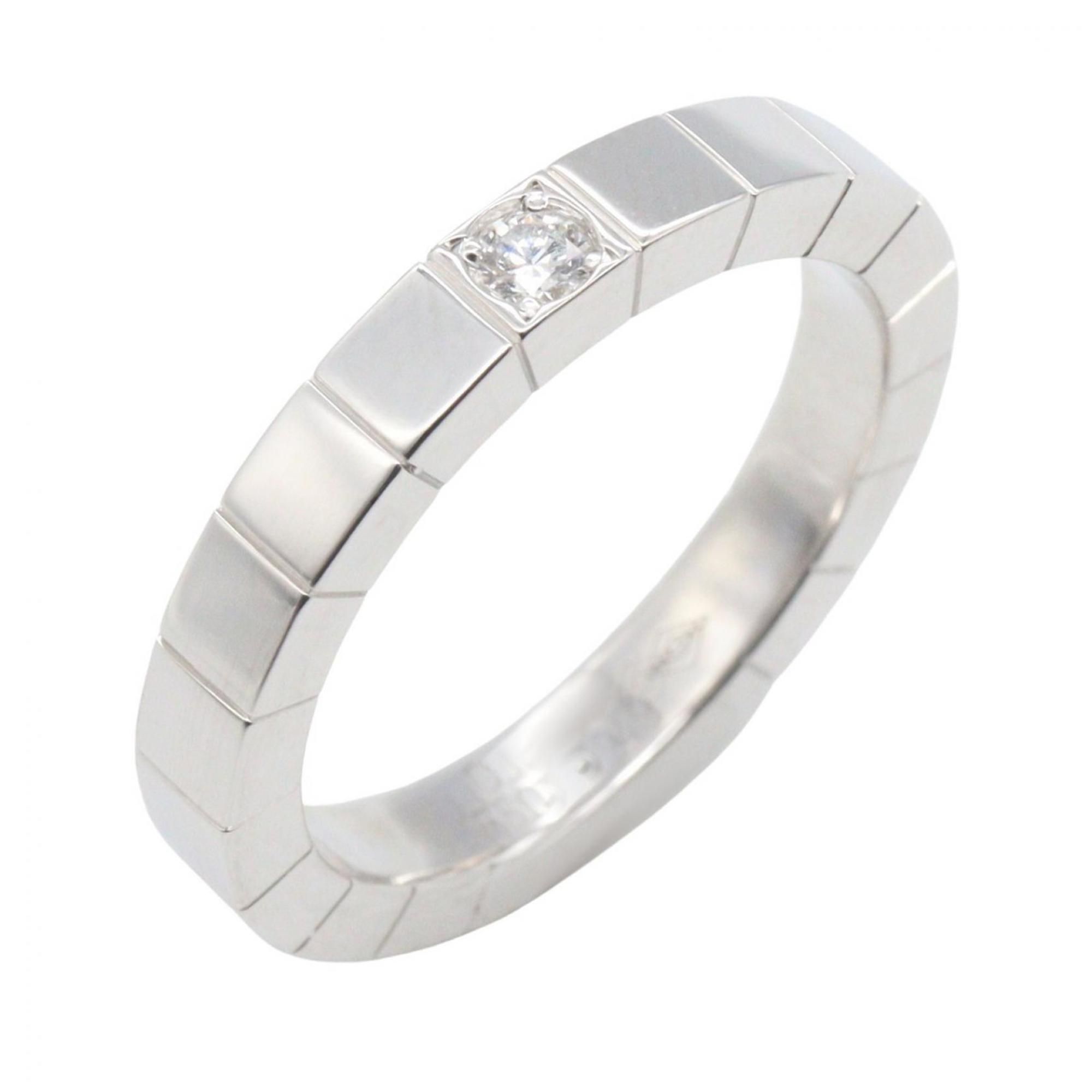 Cartier Lanier Ring, 1PD, 18K White Gold with Diamonds, Men's and Women's, Silver Clear, OJ2688
