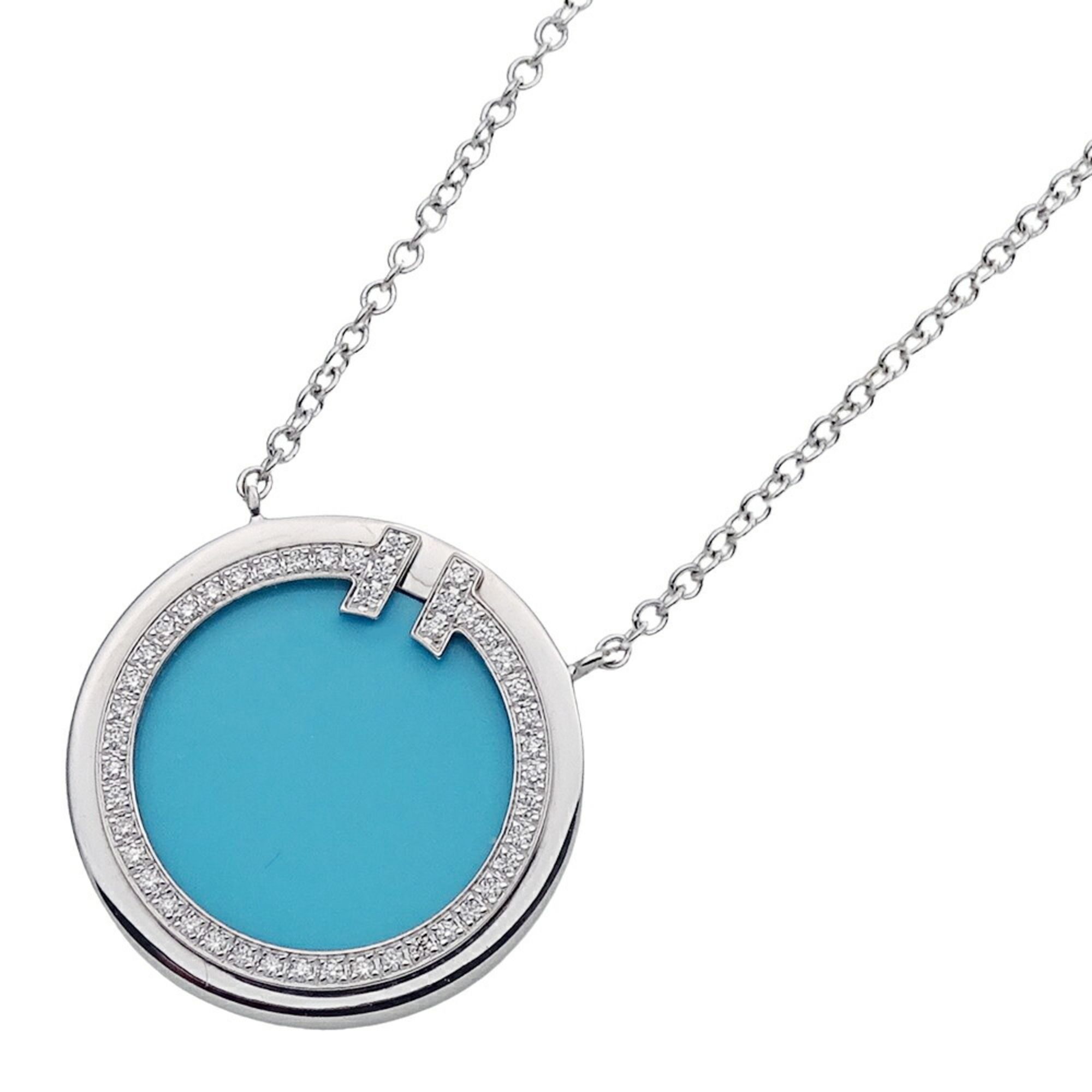 Tiffany & Co. Necklace for women, 750WG, T, diamond and turquoise circle, white gold