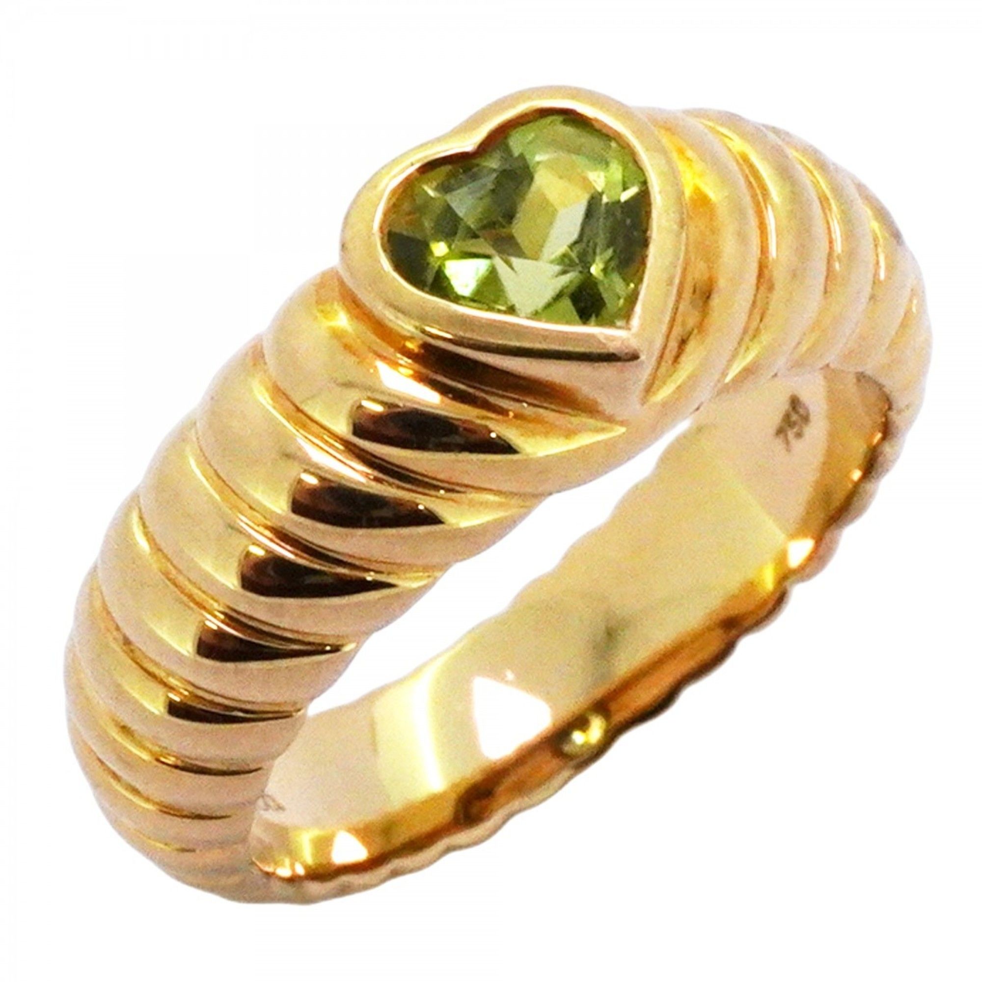 Tiffany Friendship Ring, 18KYG Yellow Gold with Green Peridot, Size 9, Women's
