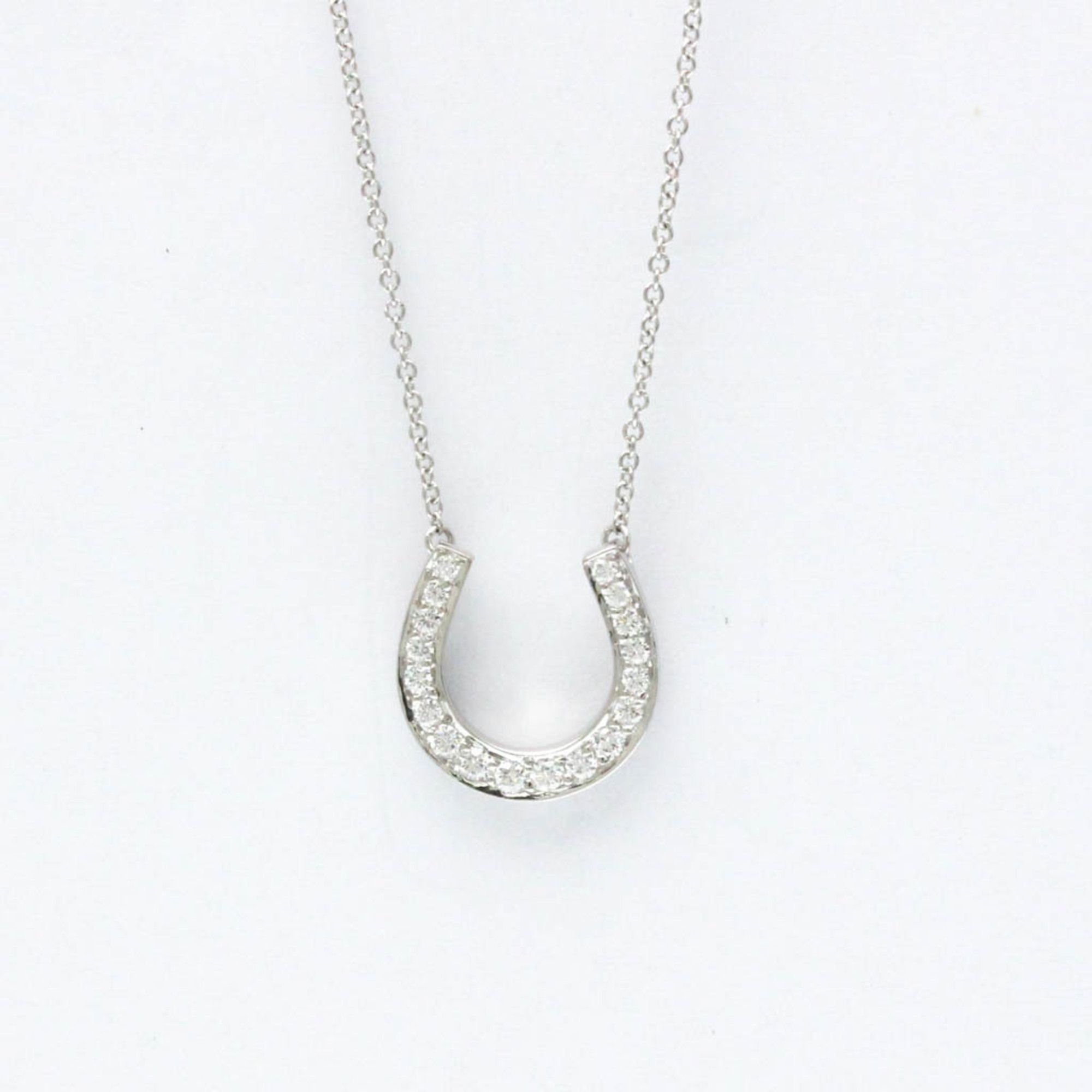 Tiffany Horseshoe Diamond Necklace Platinum Diamond Men,Women Fashion Pendant Necklace (Silver)