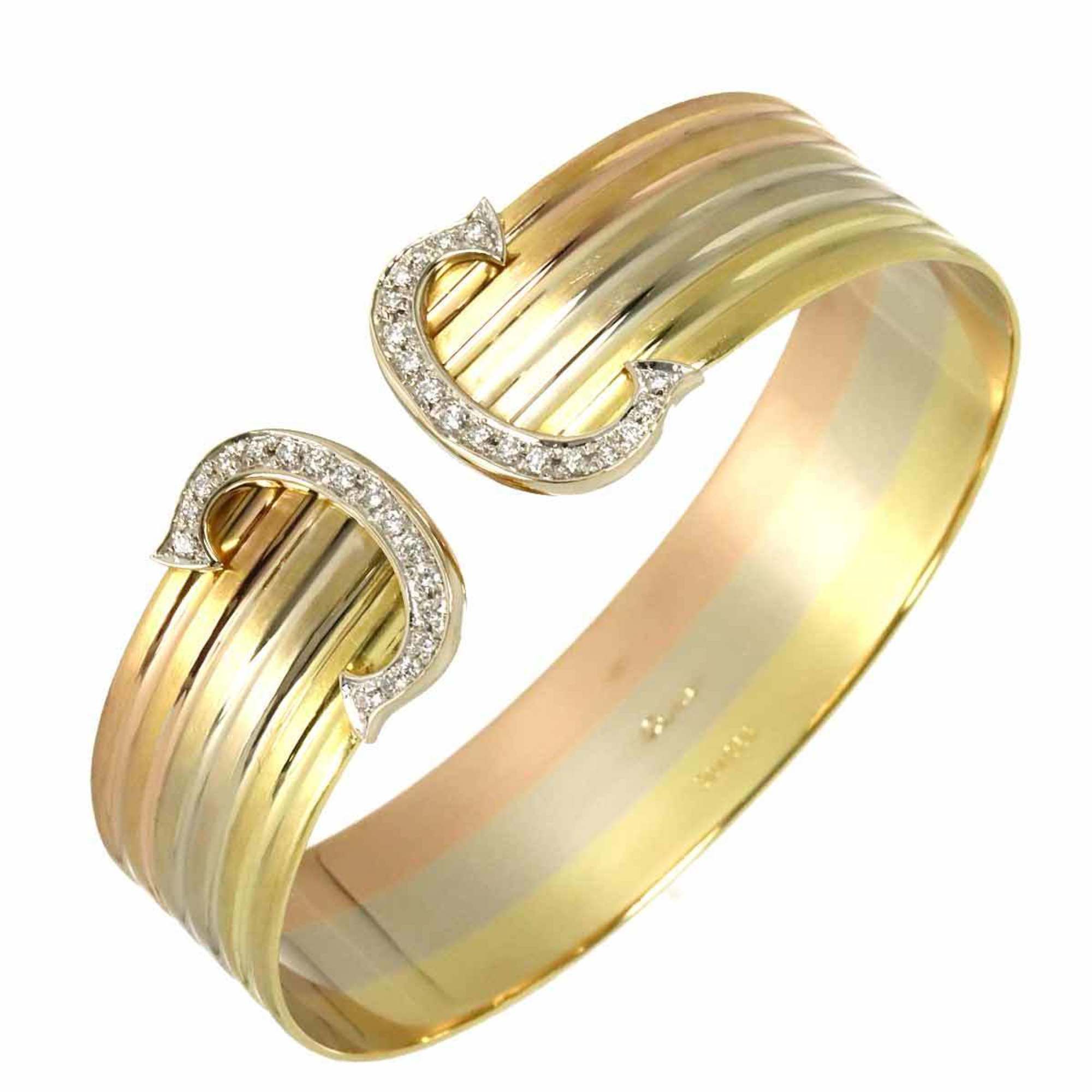 Cartier 2C Trinity Diamond Bangle, 17.5cm, 18K Yellow Gold, White and Pink 750 C2 Bracelet
