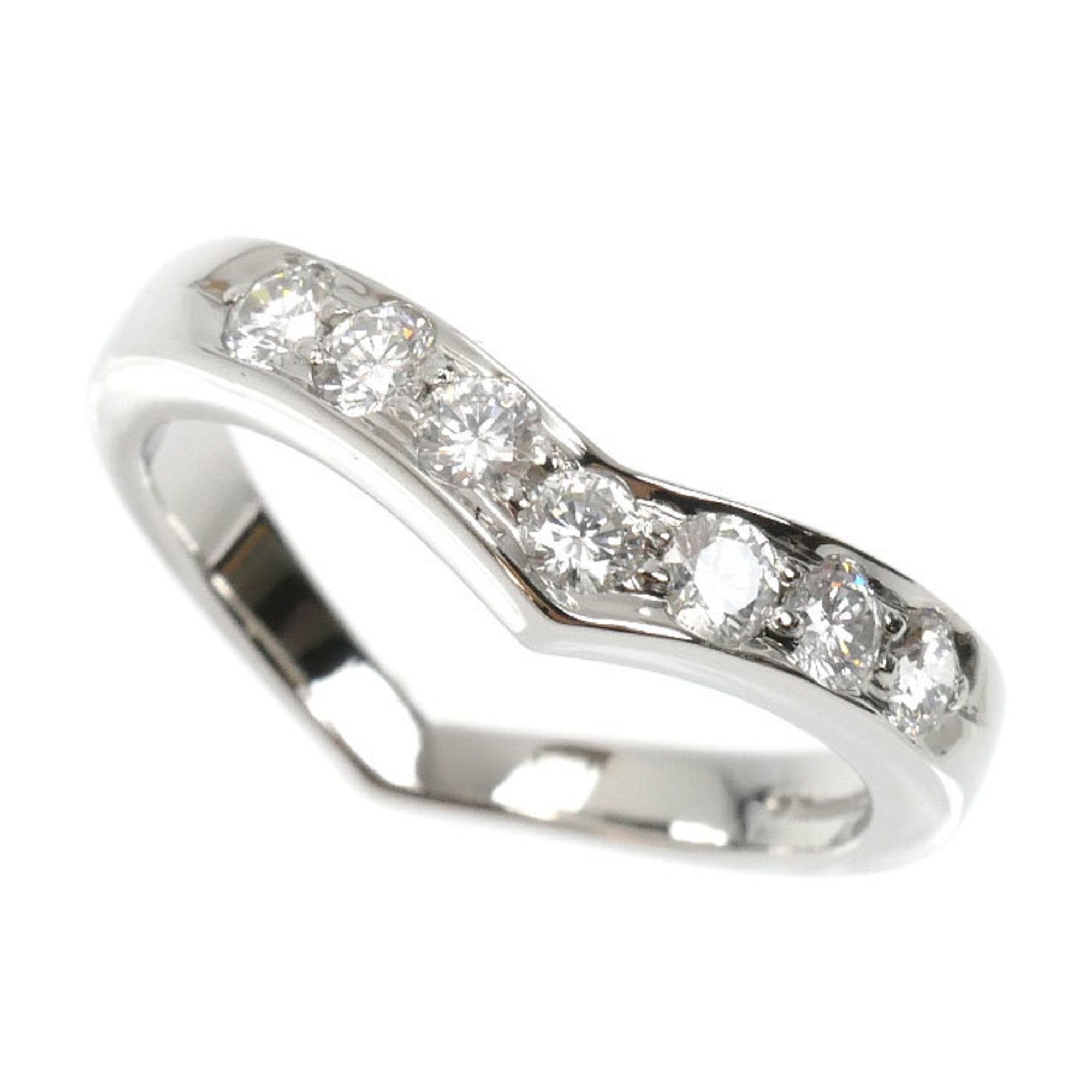TIFFANY & Co. Pt950 Platinum V-Band Half Circle Eternity Ring with Diamonds, Size 10, 5.5g, Women's