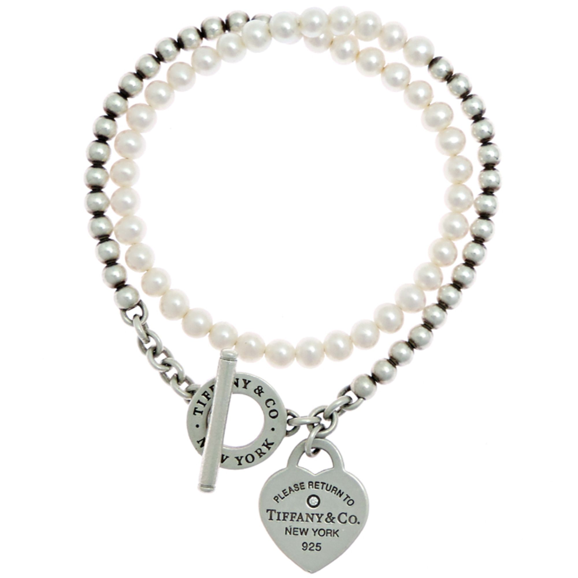 Tiffany Return to Wrap Beads Pearl and Diamond Women's Bracelet 69783406 in White 925 Sterling Silve