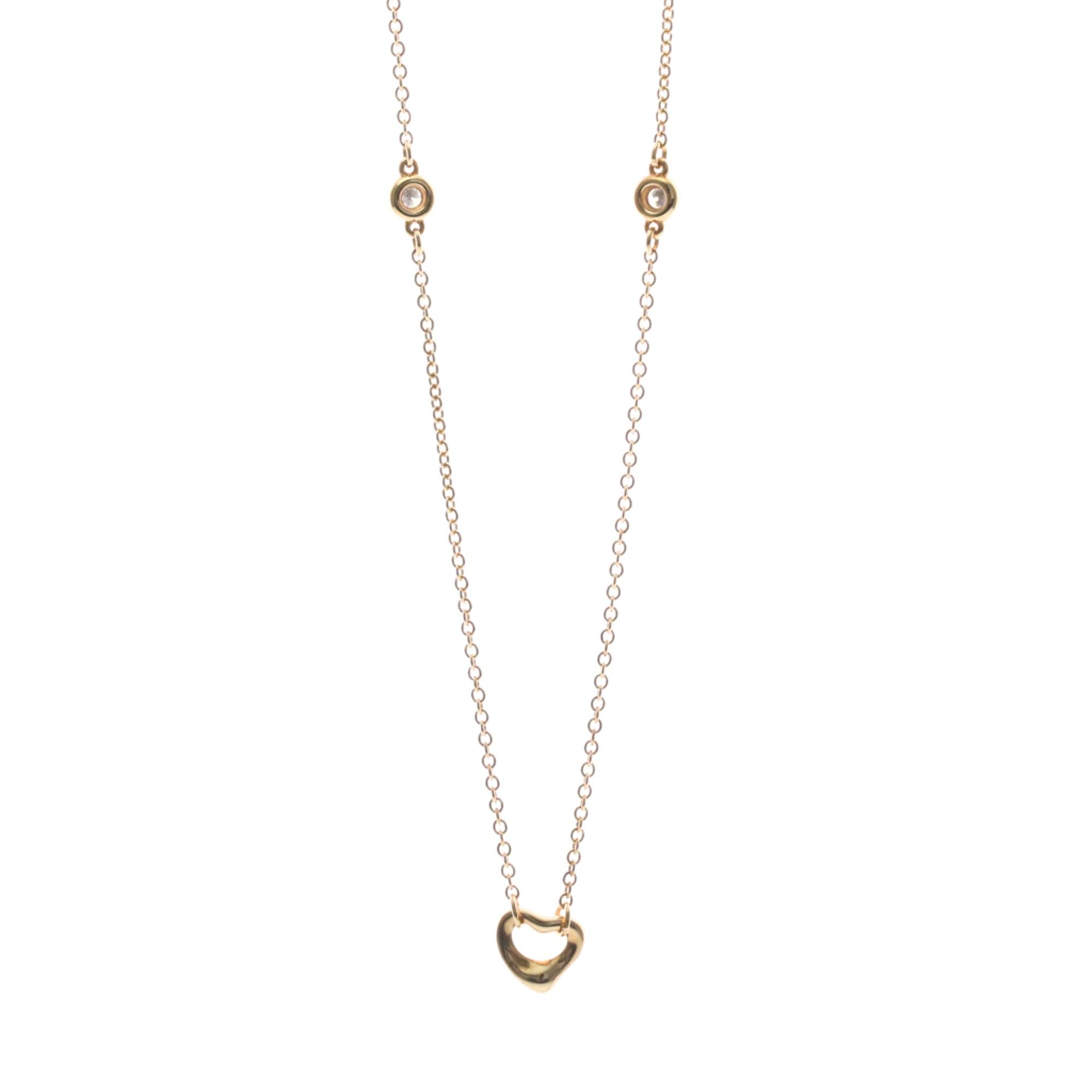 Tiffany By The Yard Open Heart Necklace Pink Gold (18K) Diamond Men,Women Fashion Pendant Necklace (