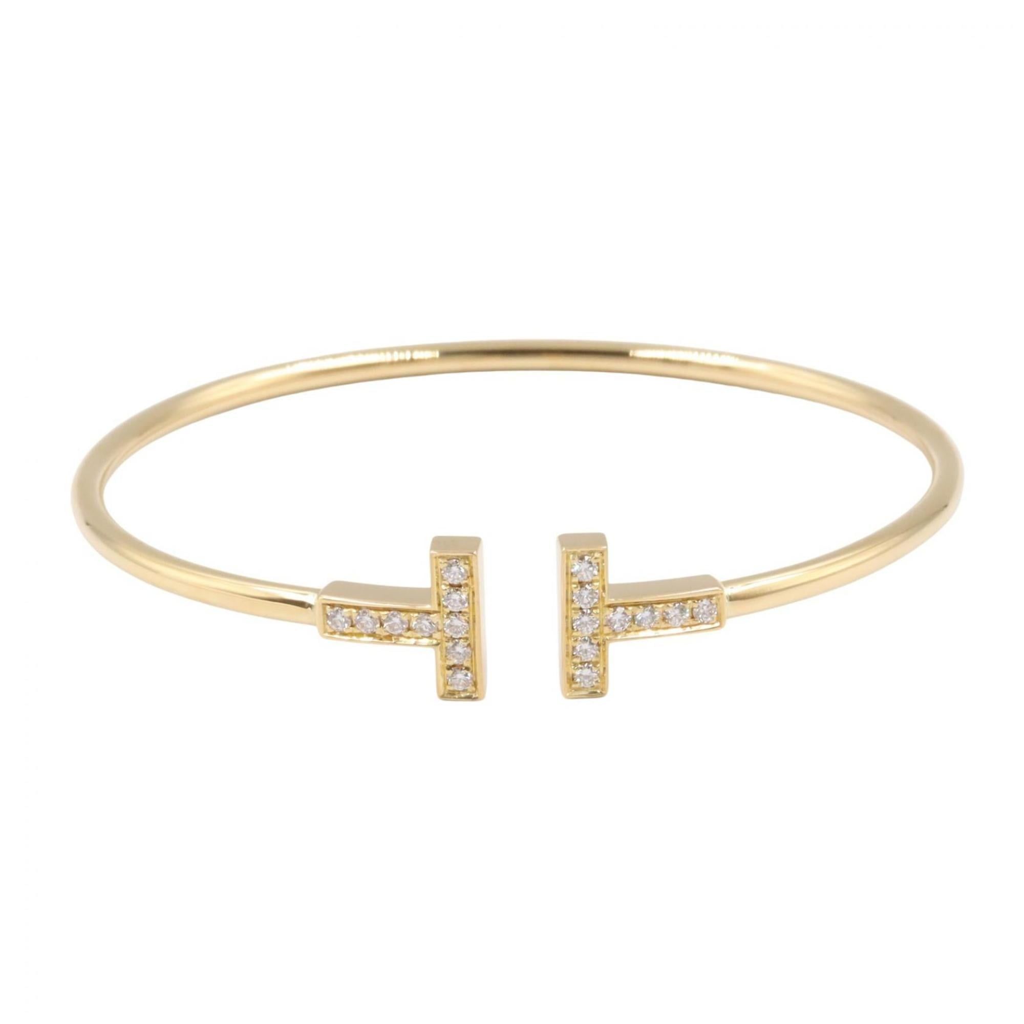 Tiffany & Co. T-Wire Diamond Bracelet, 18K Yellow Gold, Diamond, Women's, Gold and Clear
