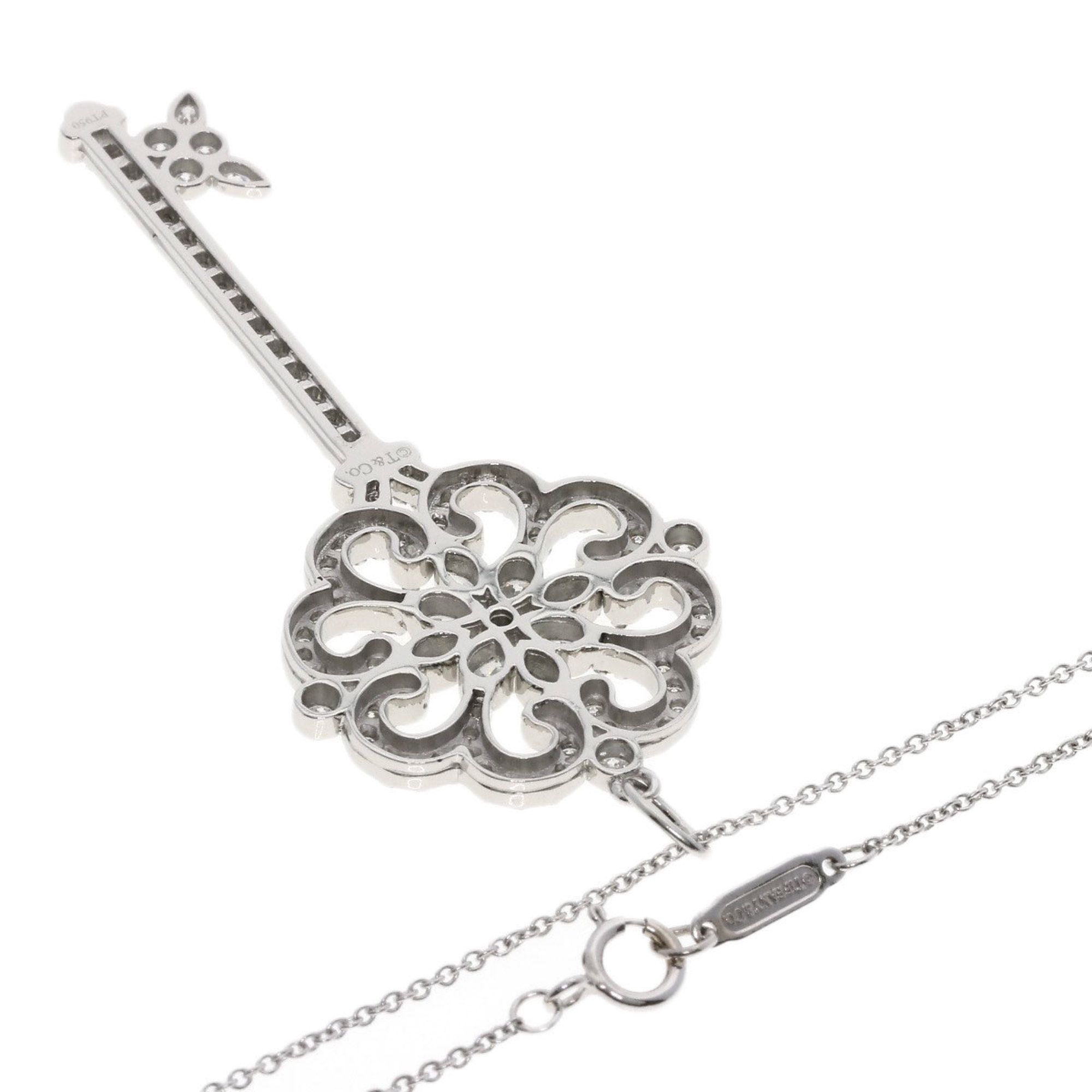 Tiffany Enchant Prim Rose Key Diamond Necklace in 18K White Gold for Women. TIFFANY & Co.