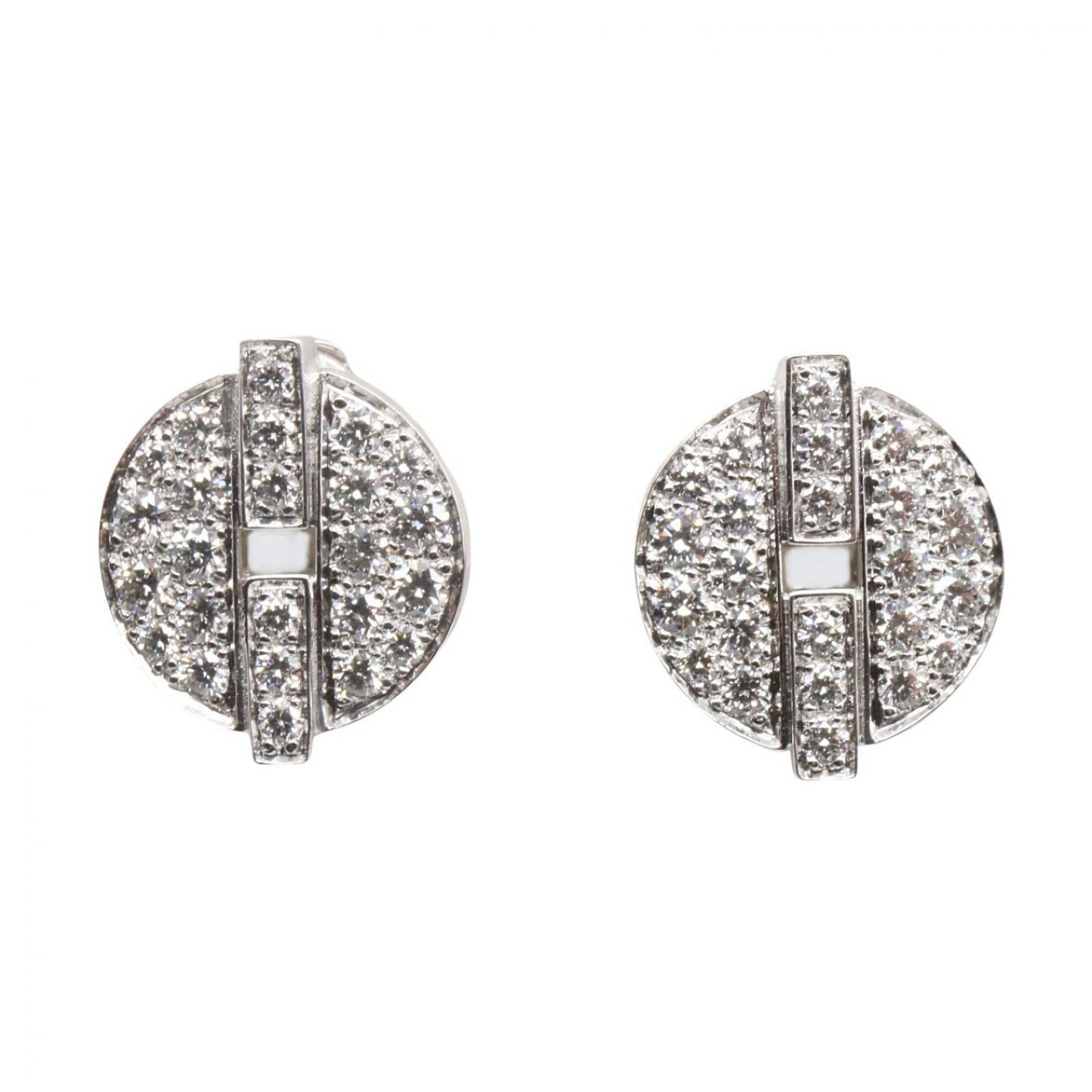 Cartier Imaria diamond earrings in 18K white gold (18KWG) with diamonds. Available silver and clear.