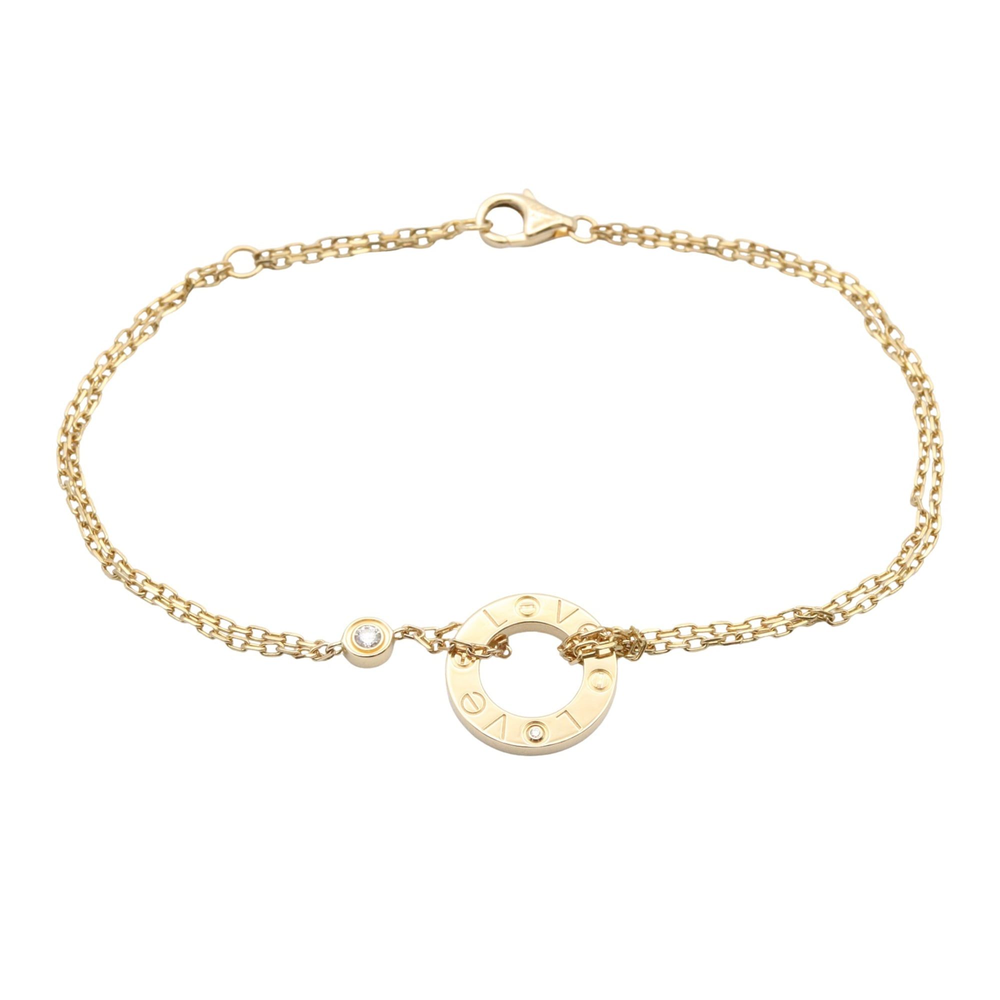 Cartier Love Circle Bracelet, 1PD, 18K Yellow Gold with Diamonds, Clear, for Women