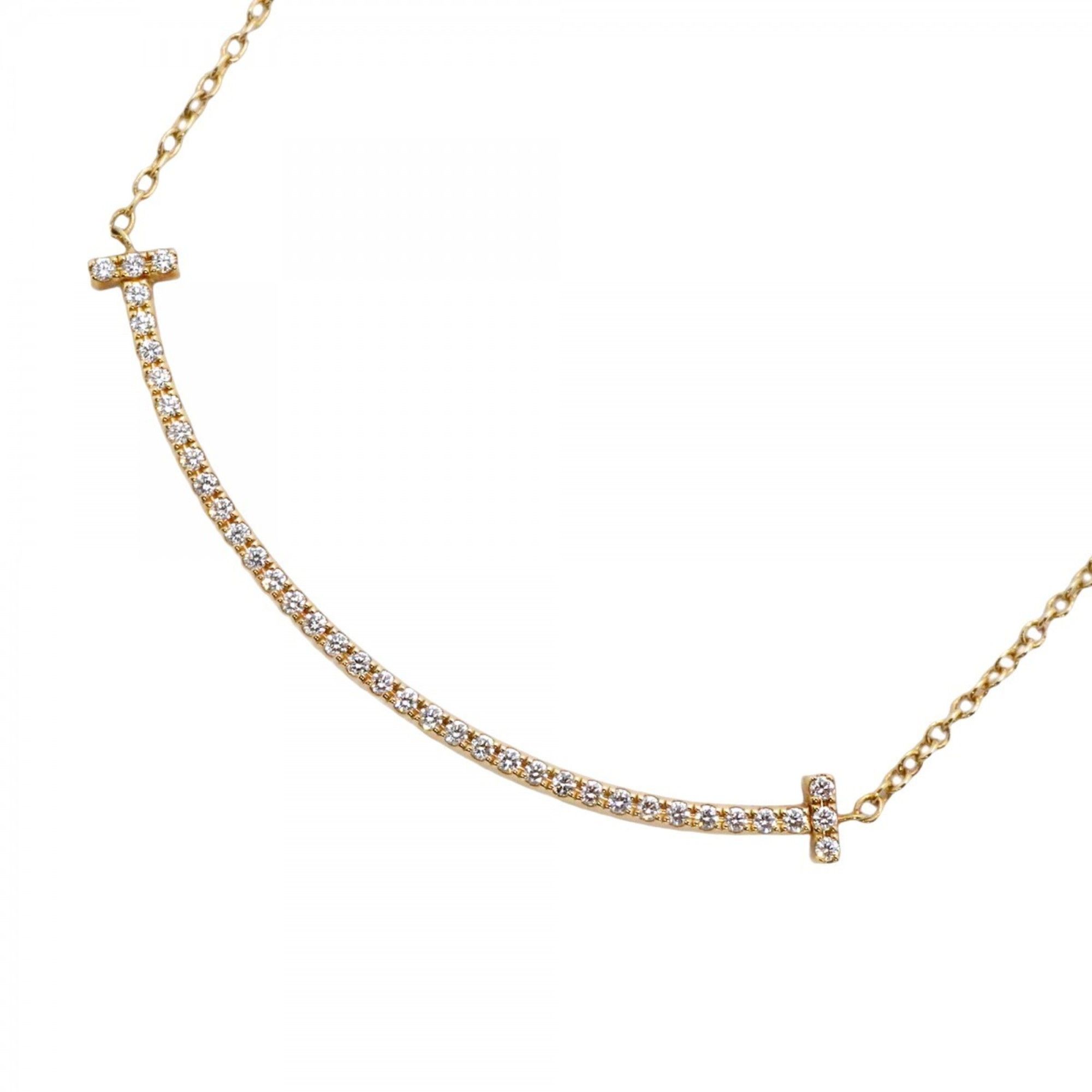 Tiffany T Smile Small Necklace in 18K Yellow Gold with Diamonds for Women, P2334316