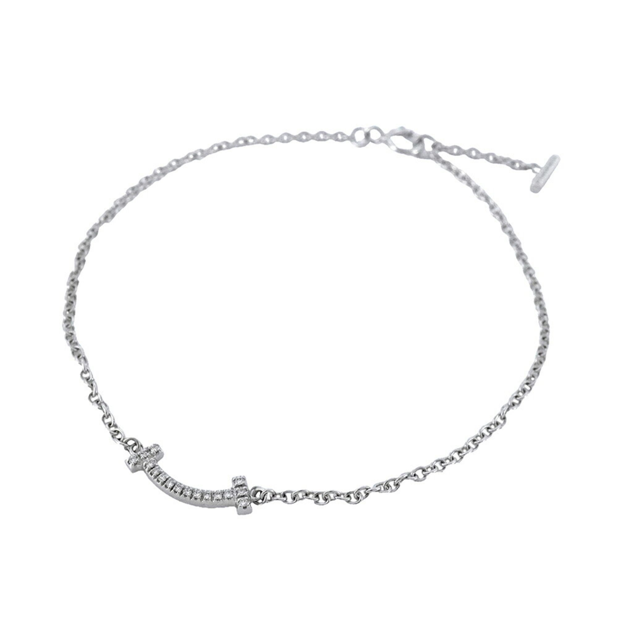 Tiffany T Smile Mini Bracelet in 18K White Gold with Diamonds for Women