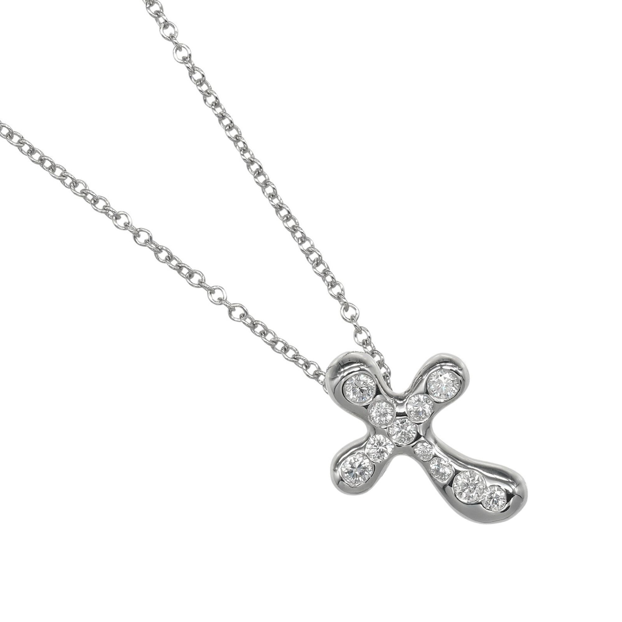 Tiffany & Co. Dots Cross Necklace in Pt950 Platinum with Diamonds, Approx. 4.1g