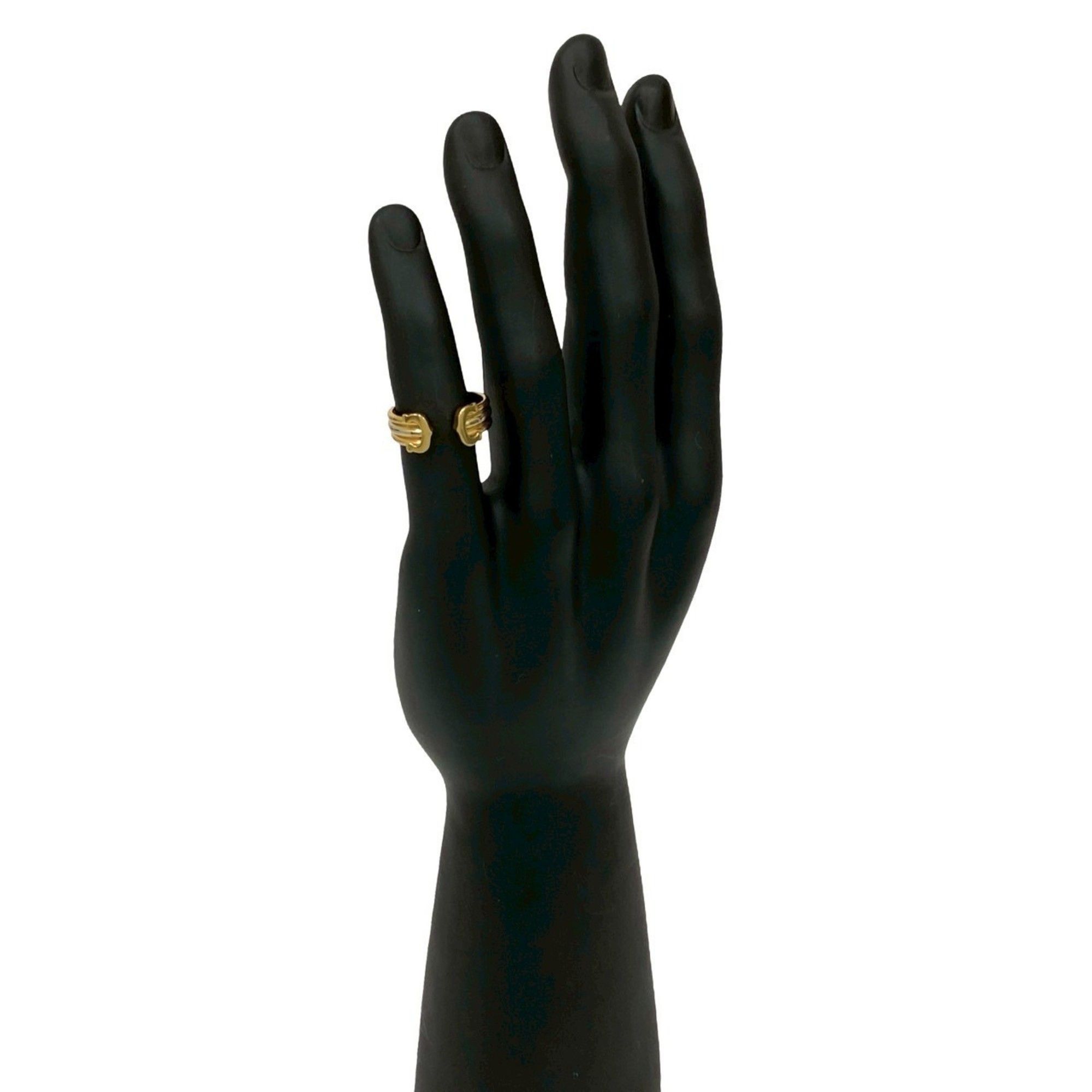 CARTIER 2C Ring, 18K Yellow Gold, Size 11, Women's, Gold and Silver, 301-3