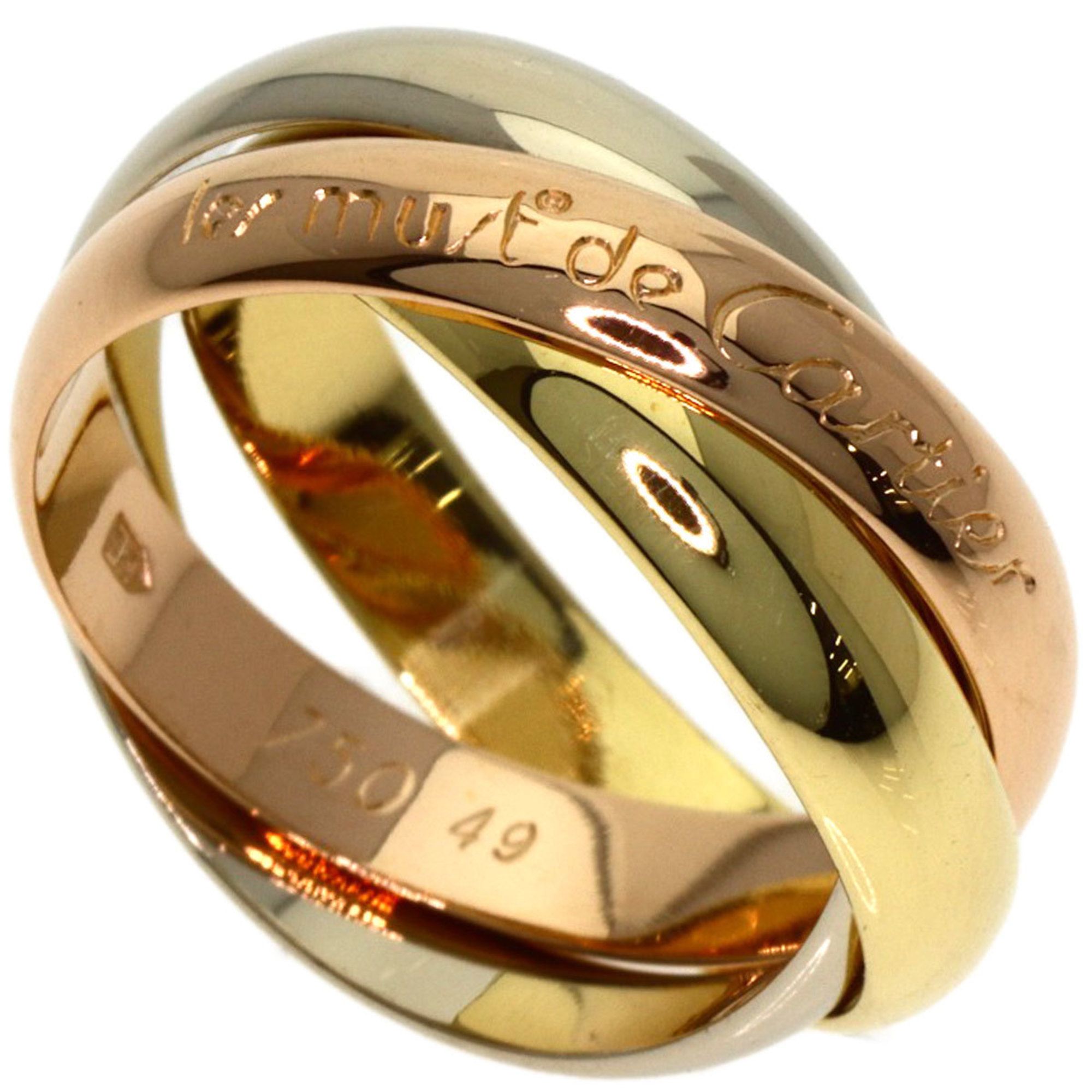 Cartier Trinity #49 Ring, 18K Yellow Gold/18KWG/18KPG, Women's