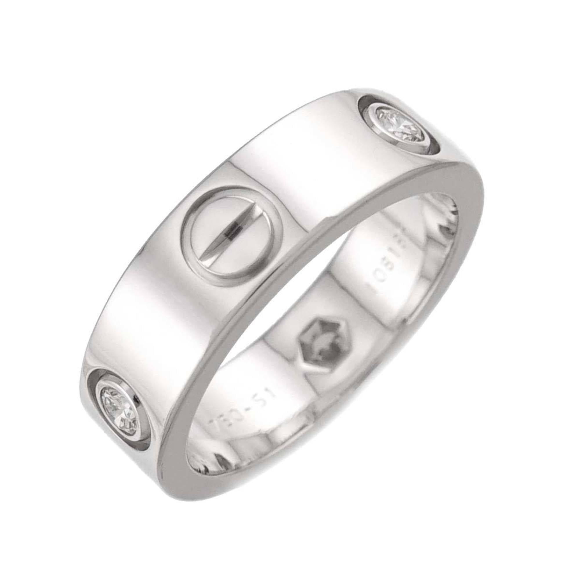 Cartier Love #51 Ring with 3 Half Diamonds in 18K White Gold (750)