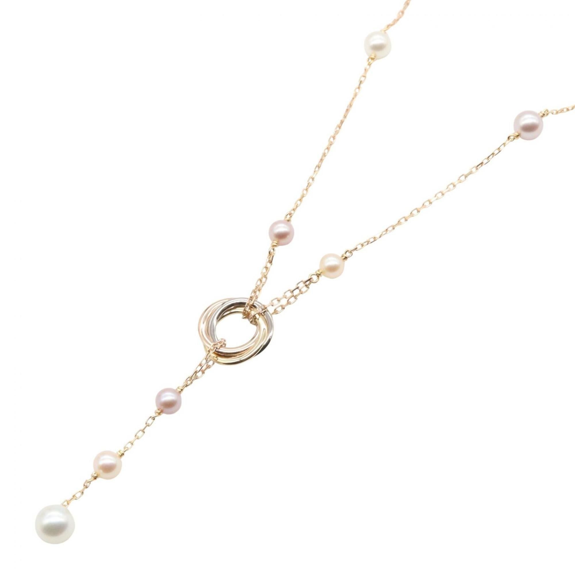 Cartier Trinity Necklace, Pearl 18K Pink Gold (Pink Gold), Women's, and White