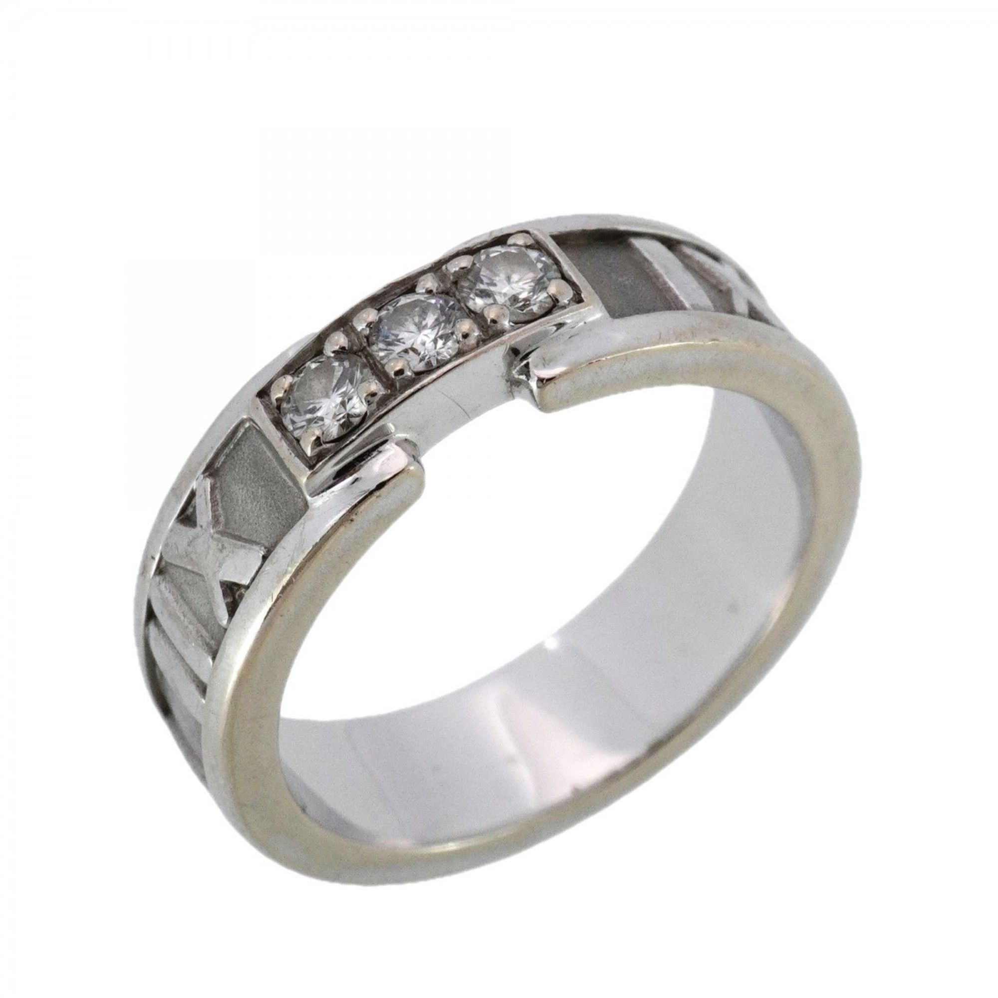 Tiffany Atlas 3PD Ring, 18K White Gold with Diamonds, Size 11, Women's