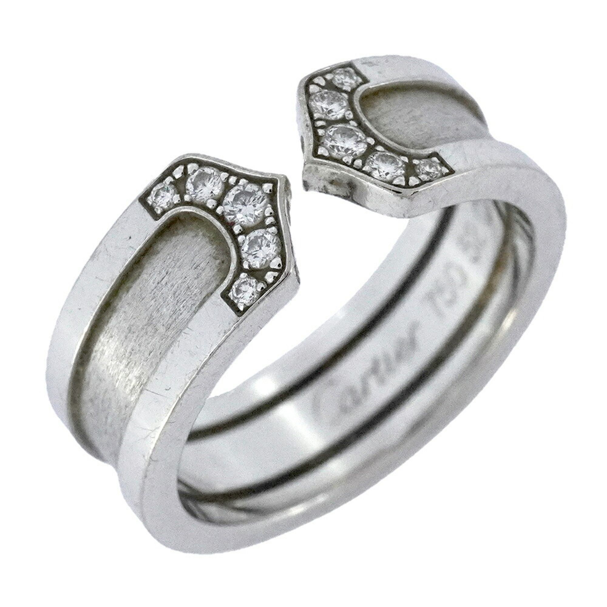 Cartier C2 Ring, 18K White Gold with Diamonds, #52, Women's, P2216041