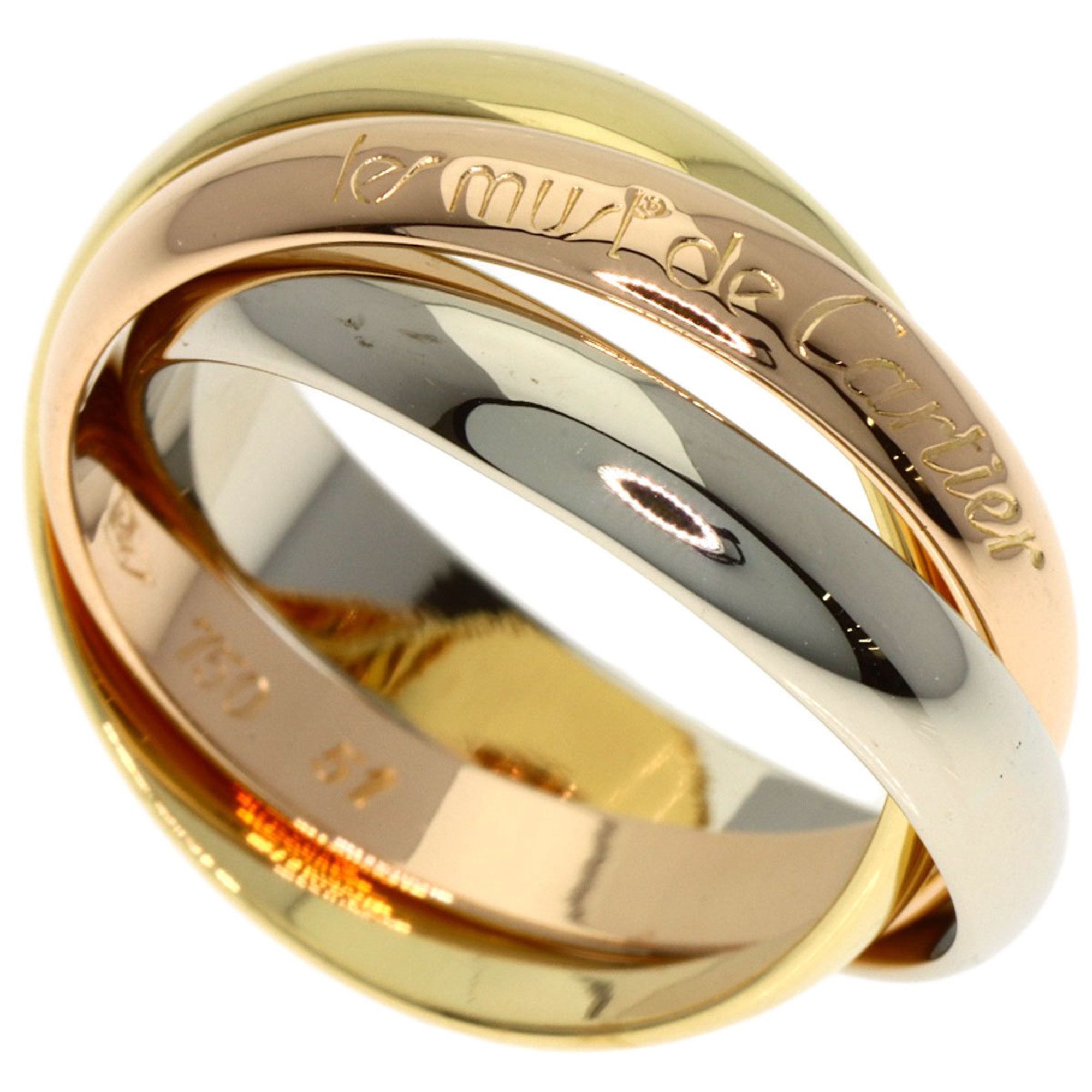 Cartier Trinity #51 Ring, 18K Yellow Gold/18KPG/18KWG, Women's