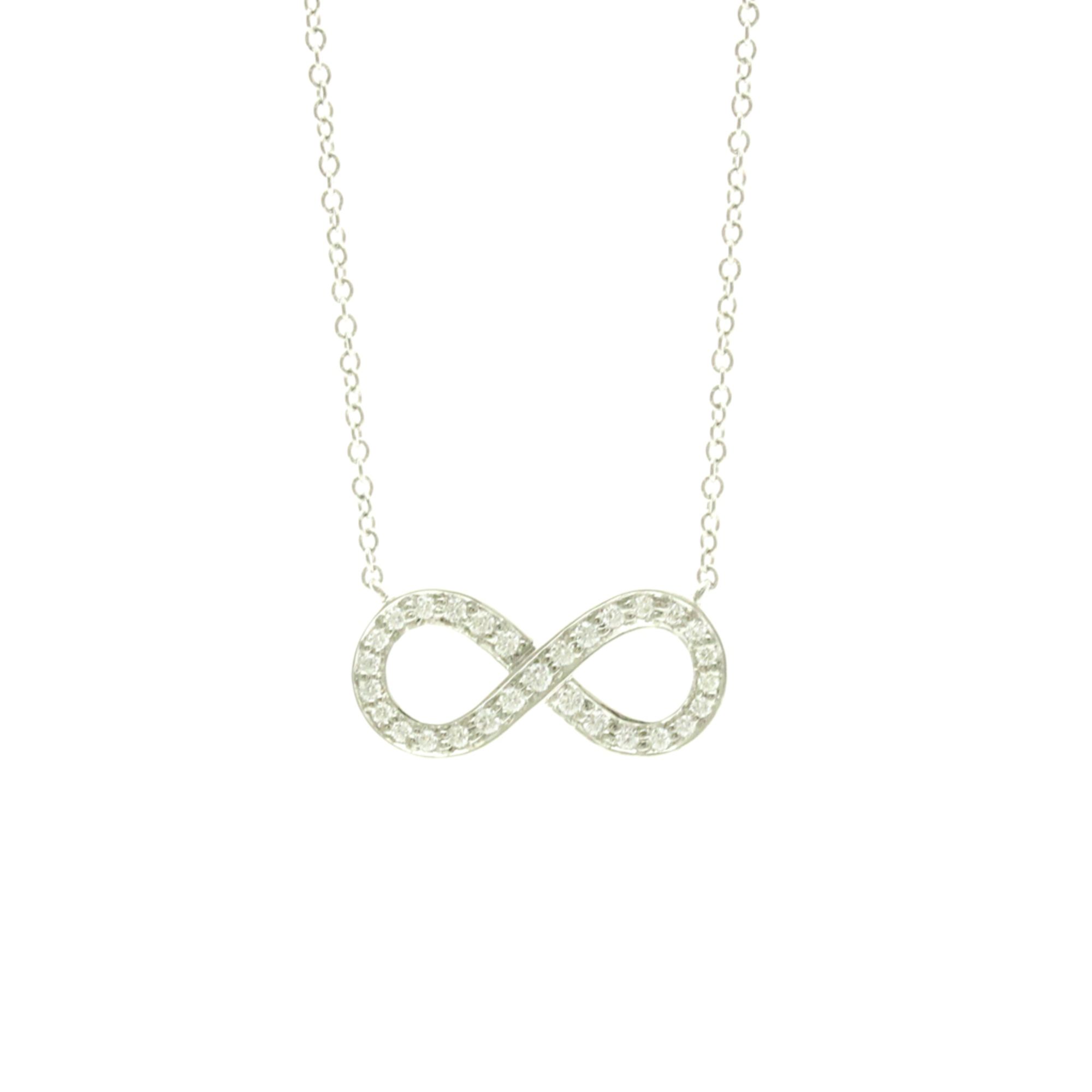 Tiffany Infinity Diamond Necklace Platinum Diamond Men,Women Fashion Pendant Necklace (Silver)