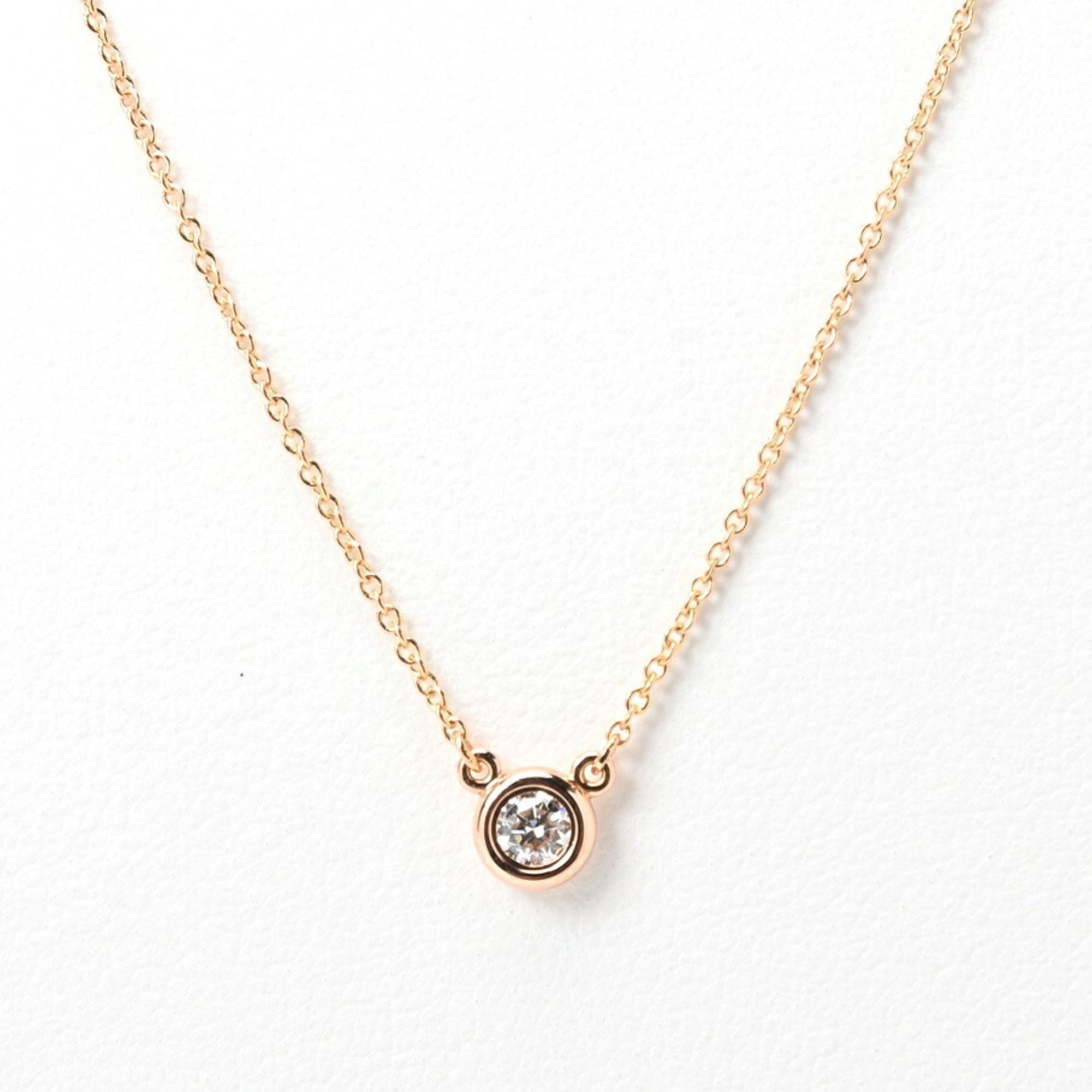 Tiffany TIFFANY By the Yard Single Diamond Necklace K18PG 41.5cm E-156480