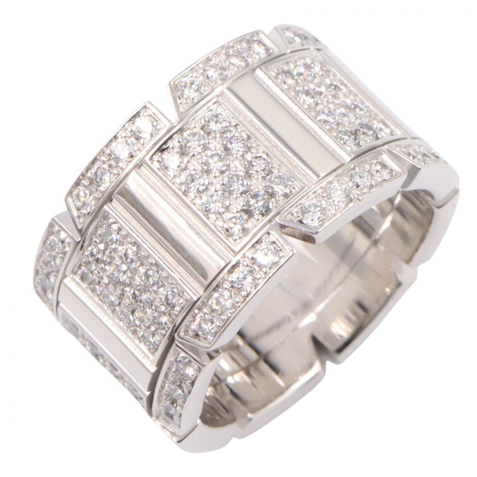 Cartier Tank Française LM Diamond Ring in 18K White Gold (Silver or Clear).