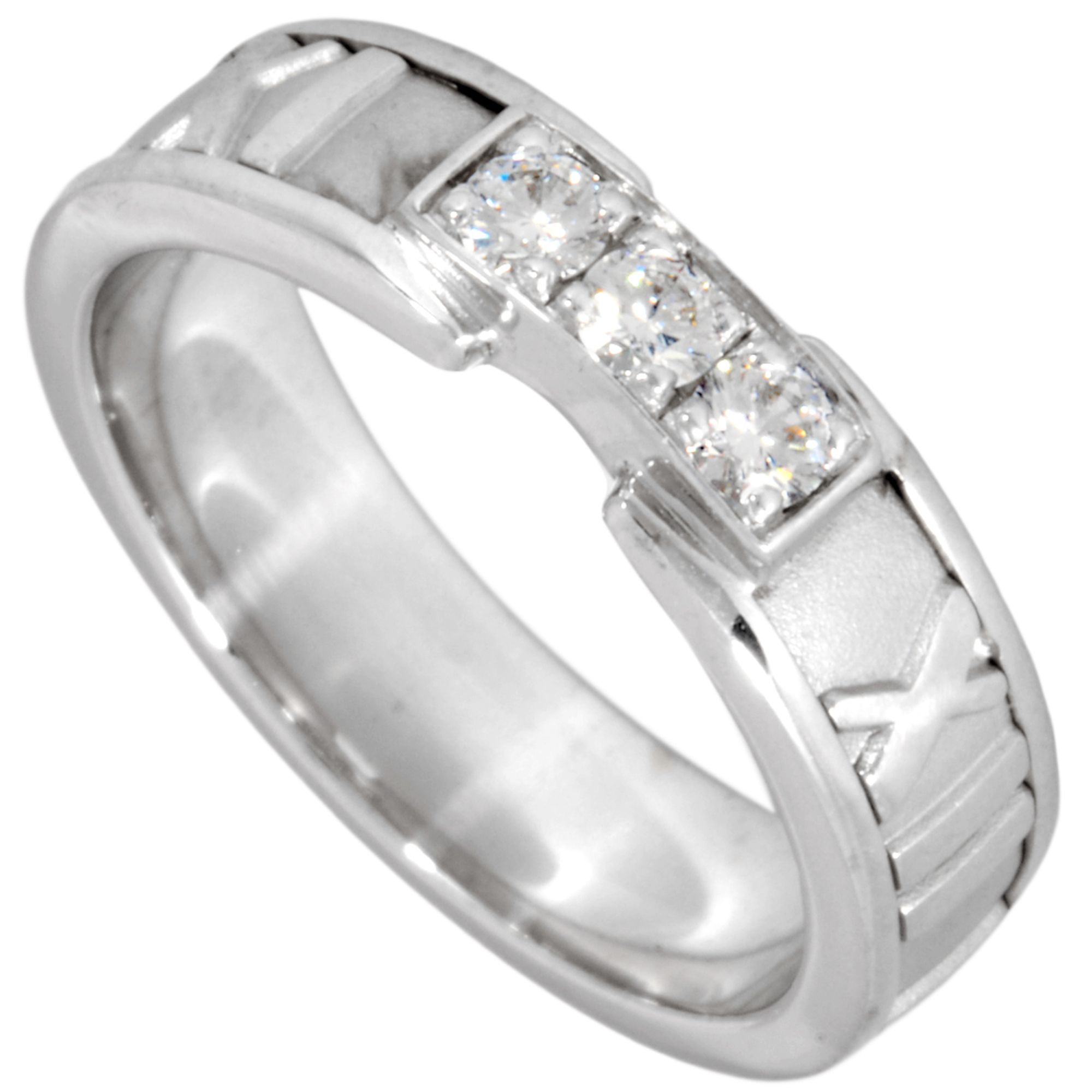 Tiffany & Co. Atlas Ring, approx. 6.8g, 18K White Gold with 3 Diamonds