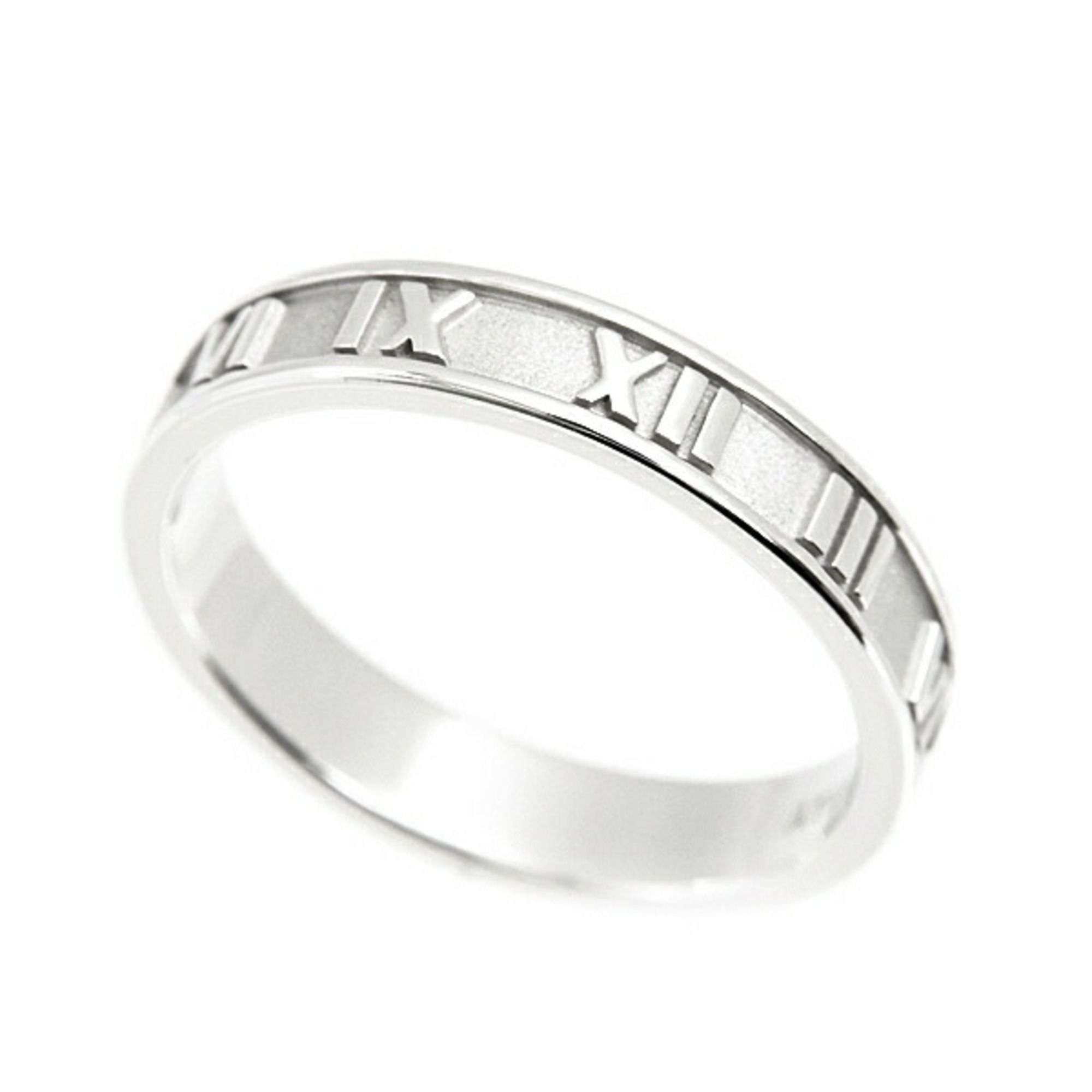 Tiffany Men's Atlas Ring, Size 17, 4mm Wide, White Gold, TIFFANY 750WG, 18K