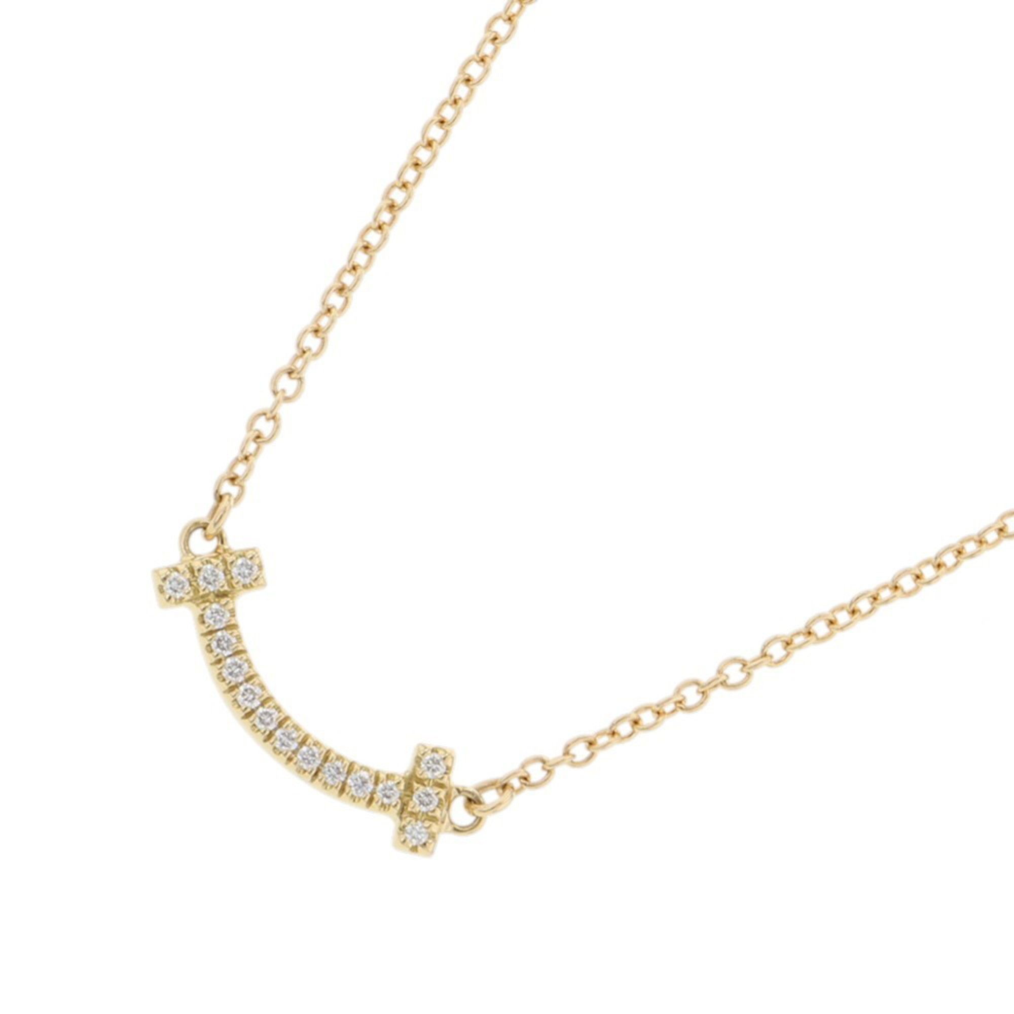 Tiffany & Co. T Smile Pendant Necklace, Mini Diamond, 0.03ct Total, 18KYG Yellow Gold, 62617683. Dia