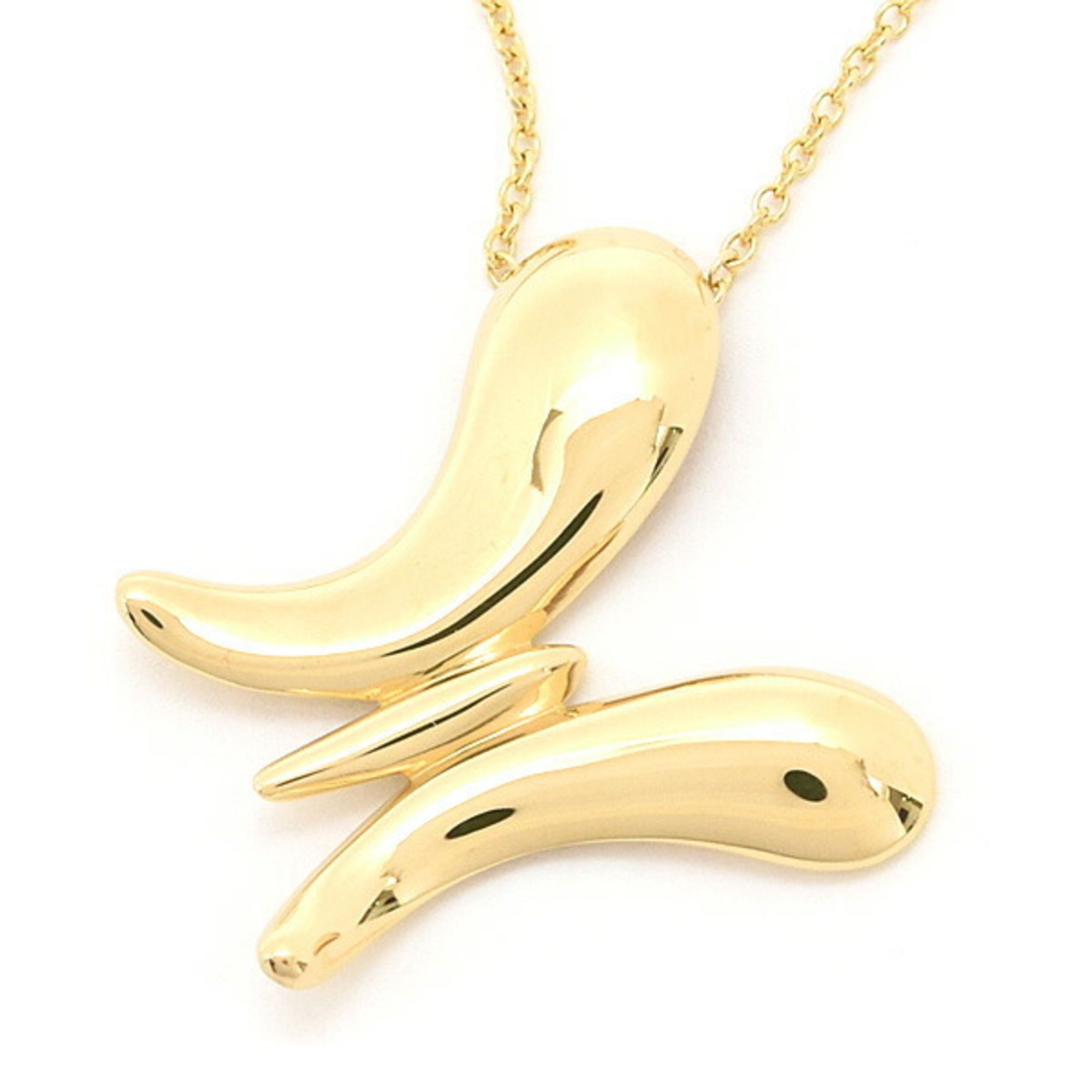 Tiffany Elsa Peretti Butterfly Pendant Necklace for Women in Yellow Gold 750YG