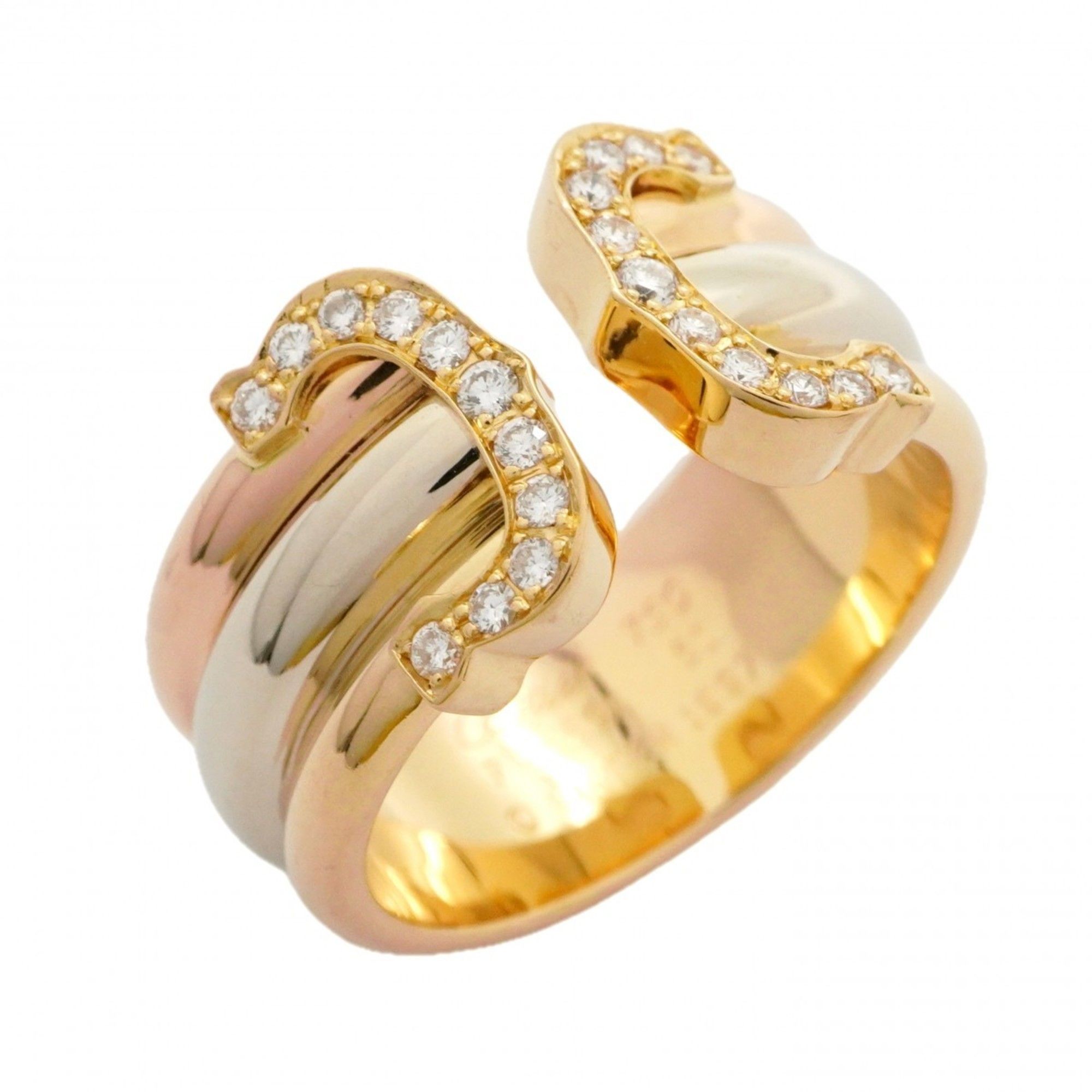 Cartier 2C Ring in 18K Yellow Gold, White Pink and Diamonds, #51 for Women