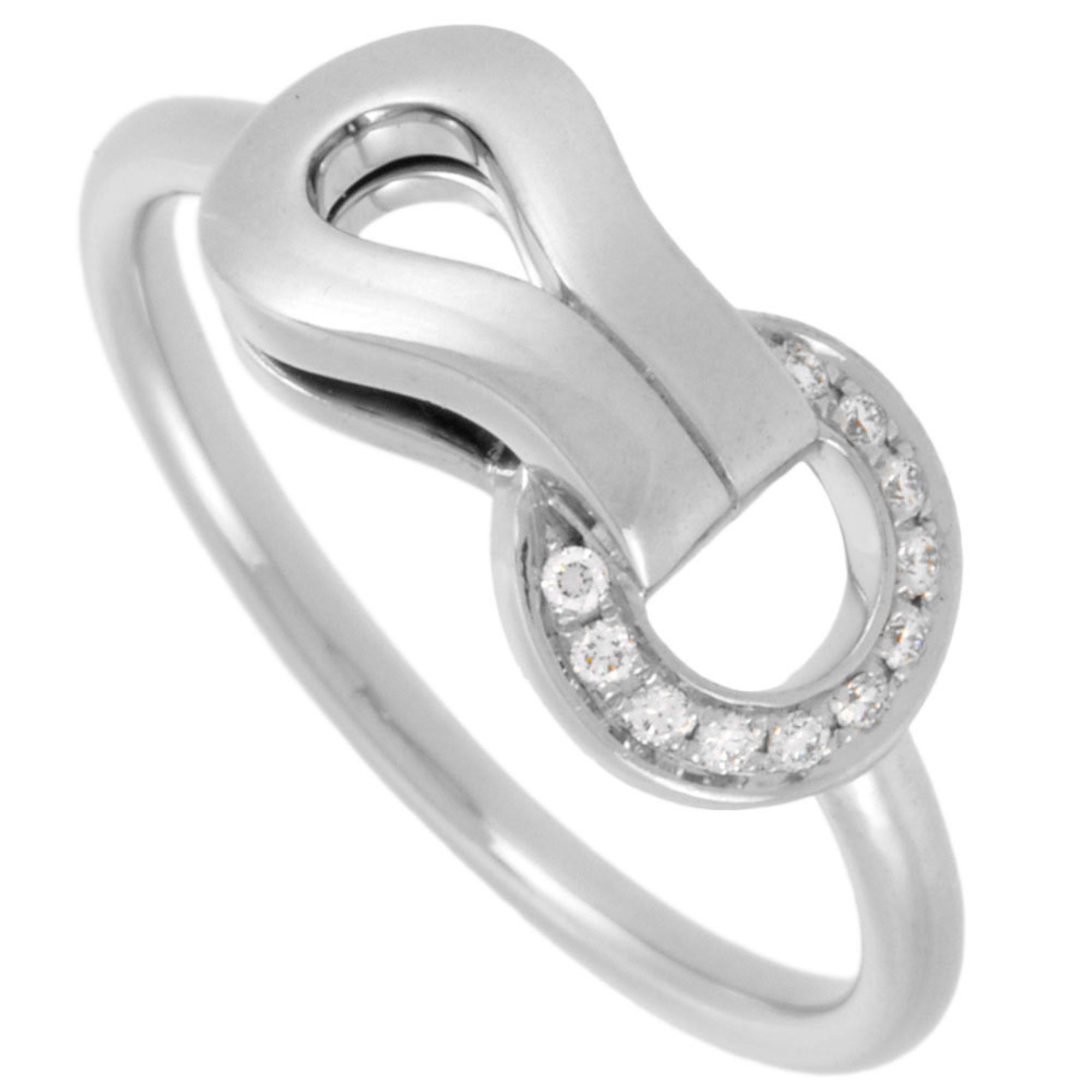 Cartier Agraffe Ring, Diamond, #48, 18K White Gold, 2.6g