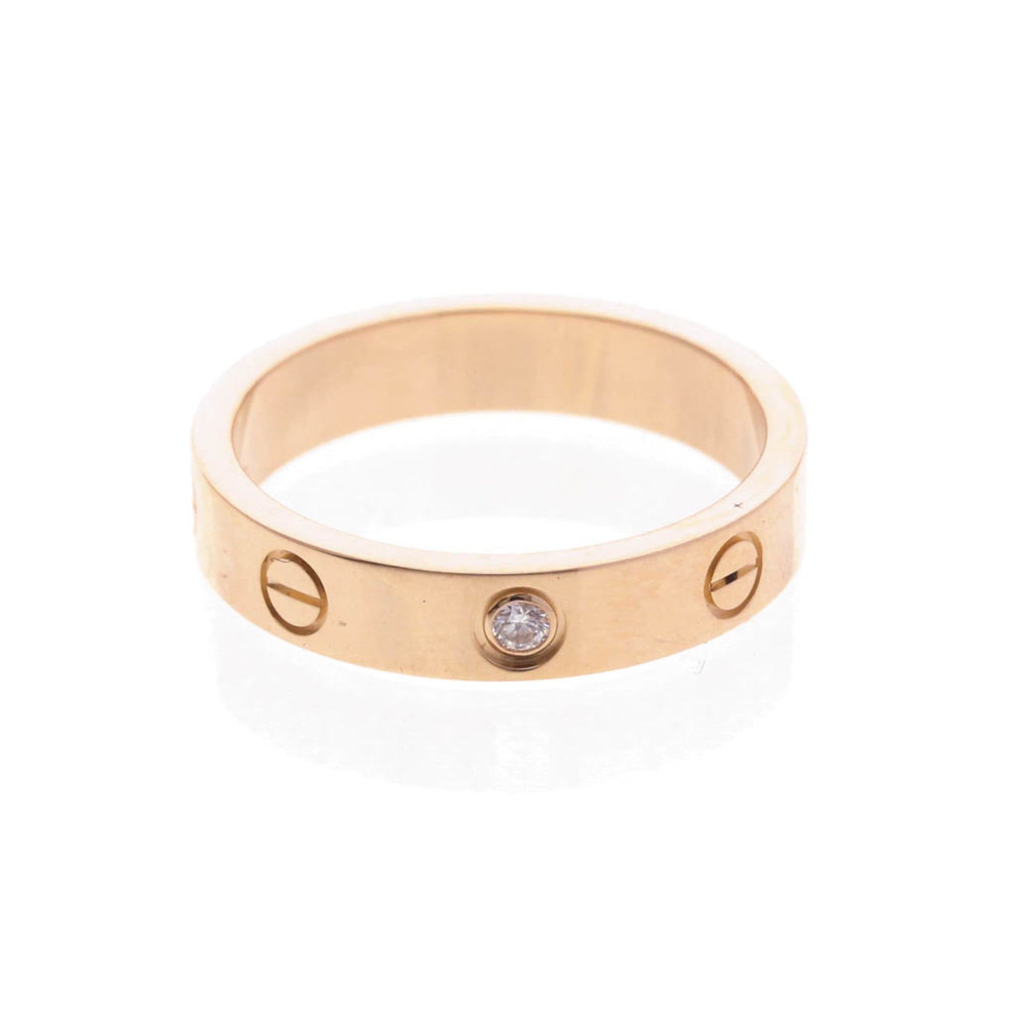 Cartier Mini Love Ring 1P Diamond Pink Gold (18K) Fashion Diamond Band Ring Pink Gold