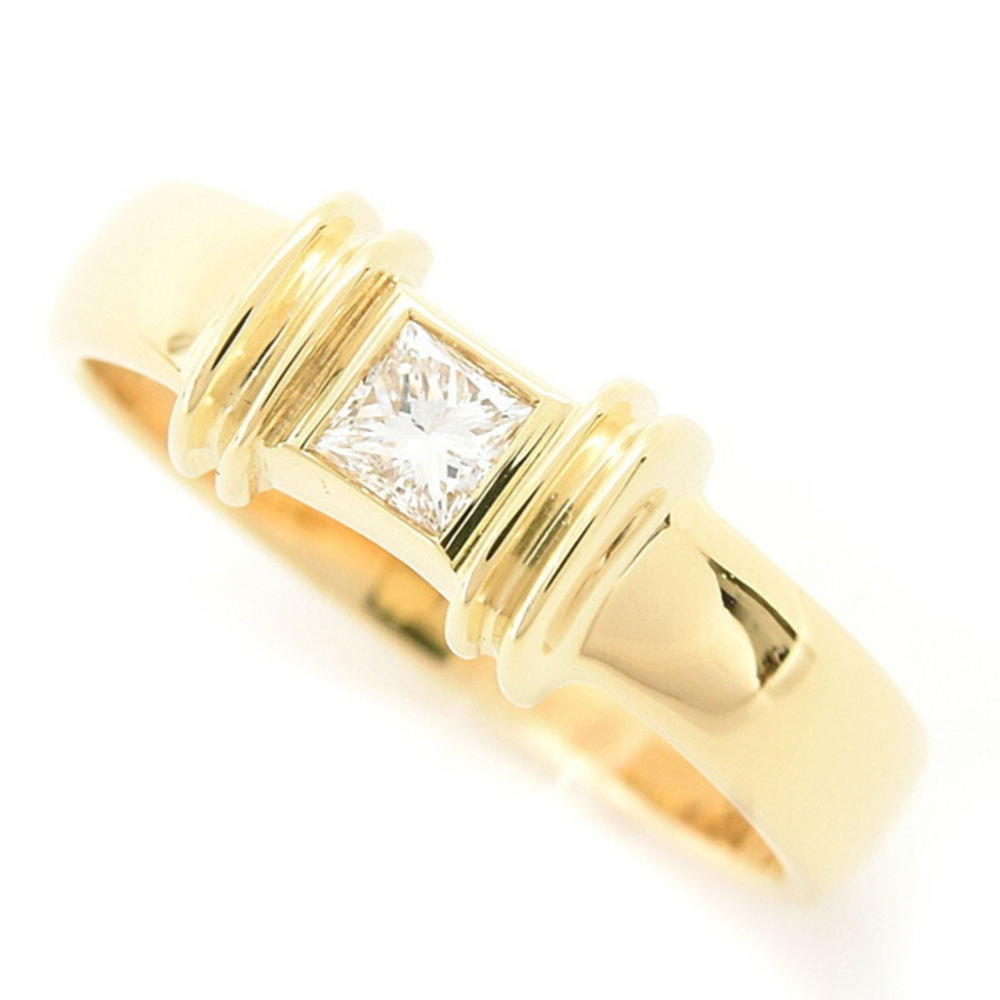Tiffany Women's Stacking Ring with Single Diamond, Size 9, Yellow Gold 750YG, TIFFANY