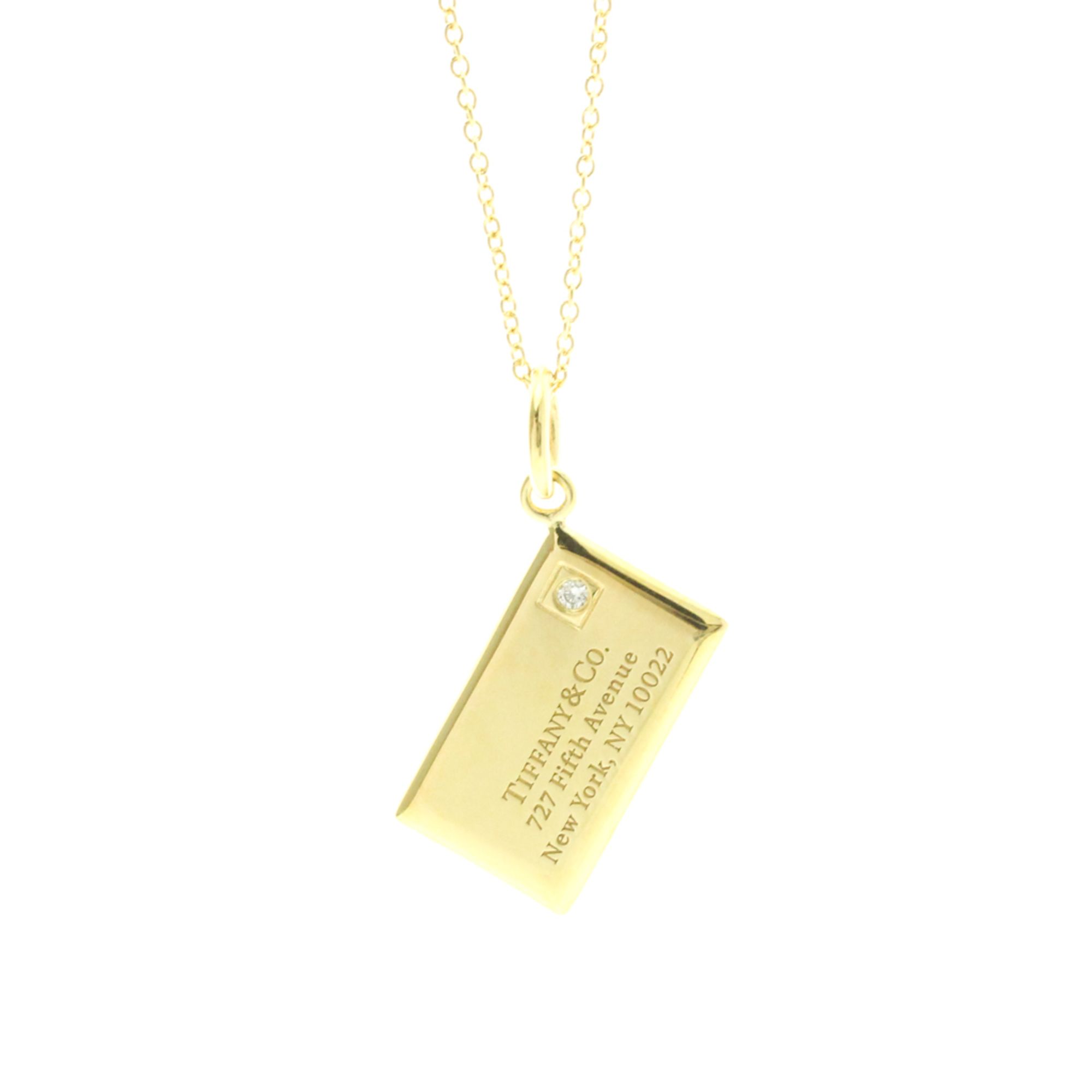 Tiffany Letter Envelope Necklace Yellow Gold (18K) Diamond Men,Women Fashion Pendant Necklace (Gold)