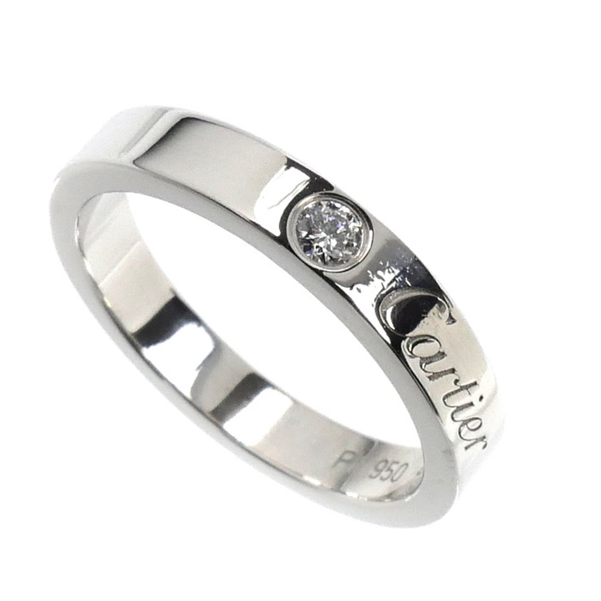 CARTIER Pt950 Platinum Engraved 1 Diamond Ring B4051346 46 4.4g Women's