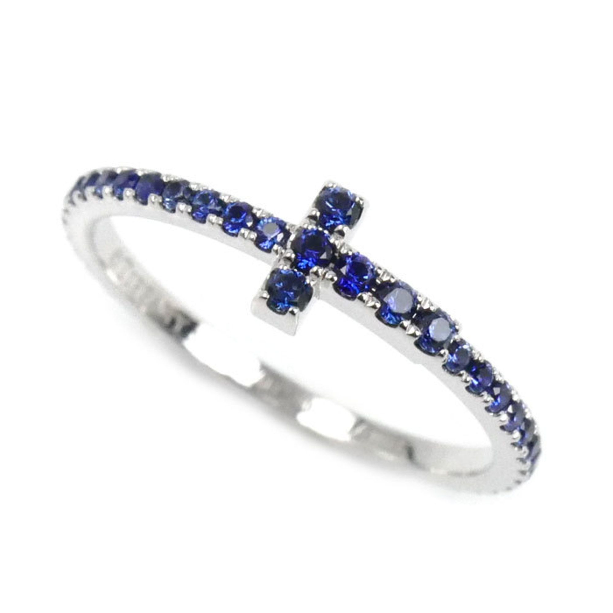 TIFFANY & Co. 18K White Gold Sapphire T-Wire Band Ring, Size 6.5, 1.2g, Women's