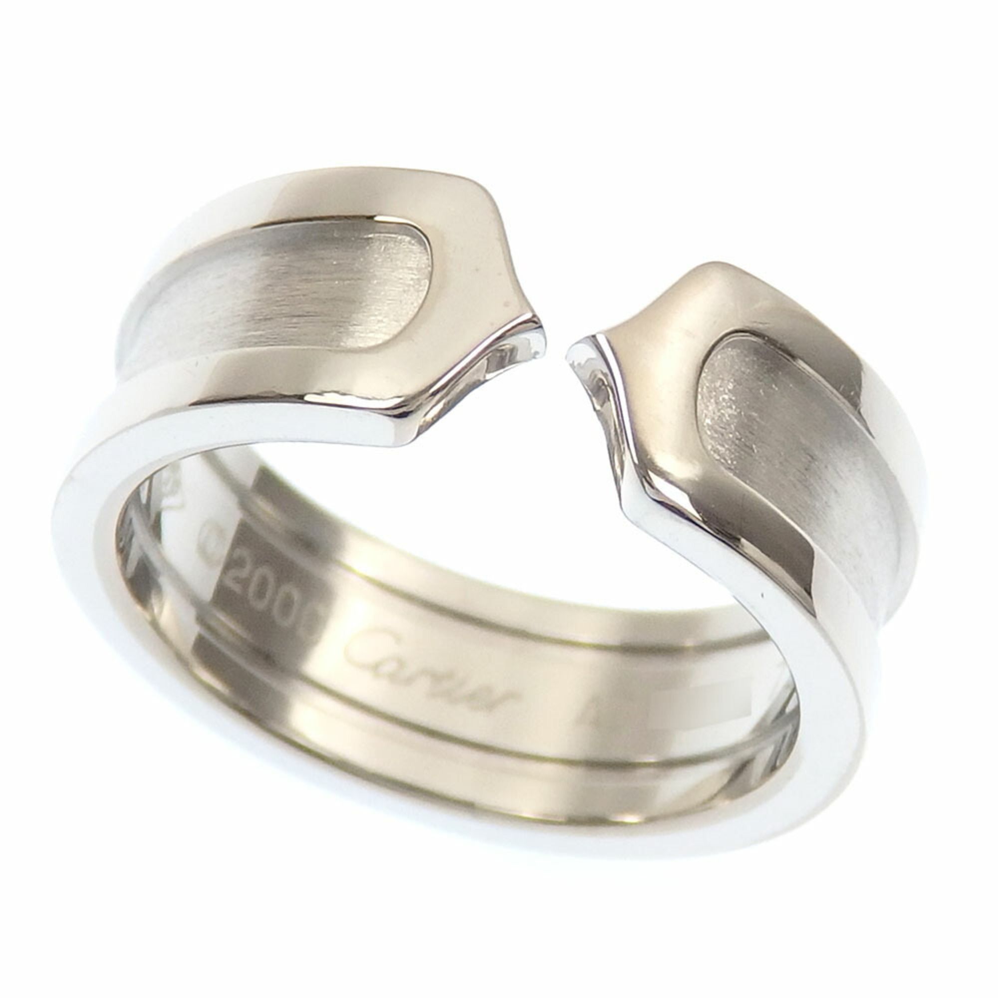 Cartier C2 Ring for Women, 18K White Gold, Size 10, 7.6g, Gold 750, 50, 7.6g