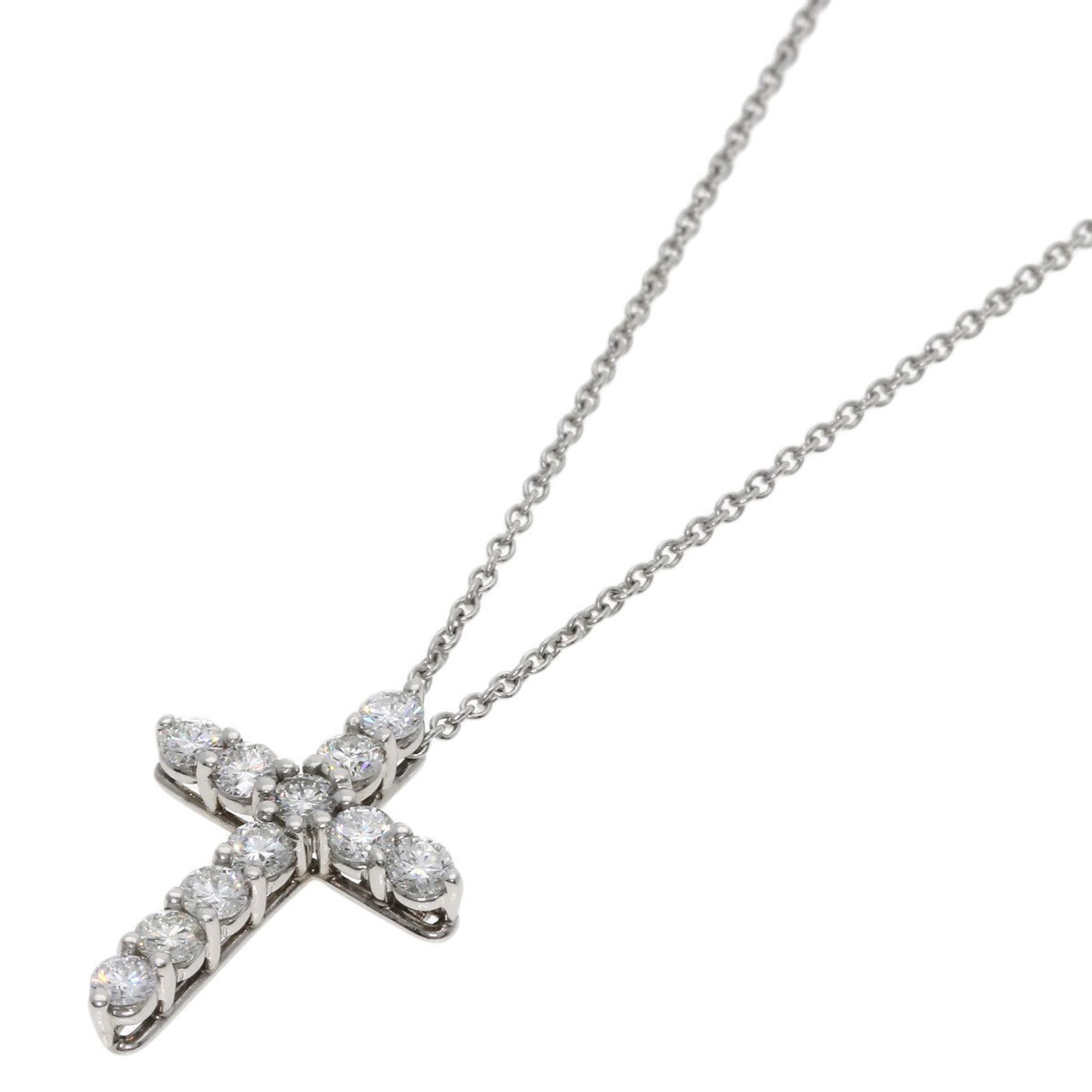 Tiffany & Co. Small Cross Diamond Necklace in Platinum PT950 for Women