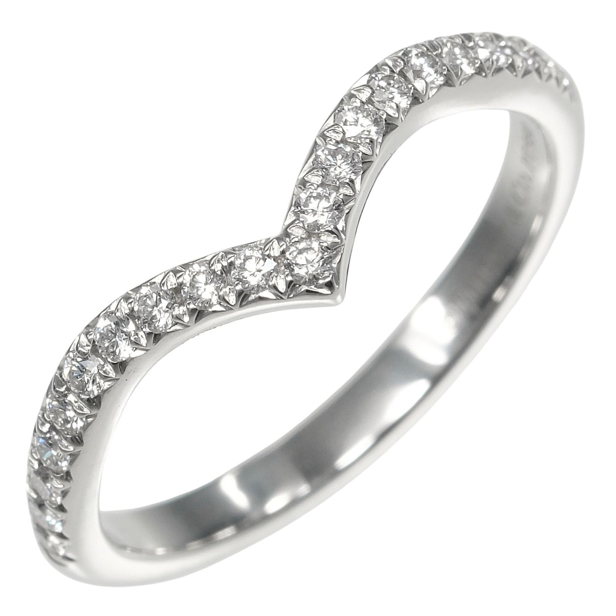 Tiffany & Co. Soleste V ring, size 10.5, Pt950 platinum with diamonds, approximately 3.11g.