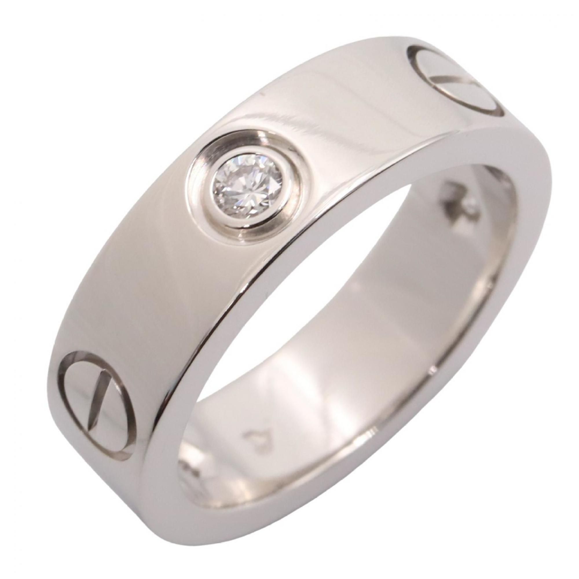 Cartier Love Ring 3PD, 18K White Gold with Diamonds, Women's, Silver, Clear