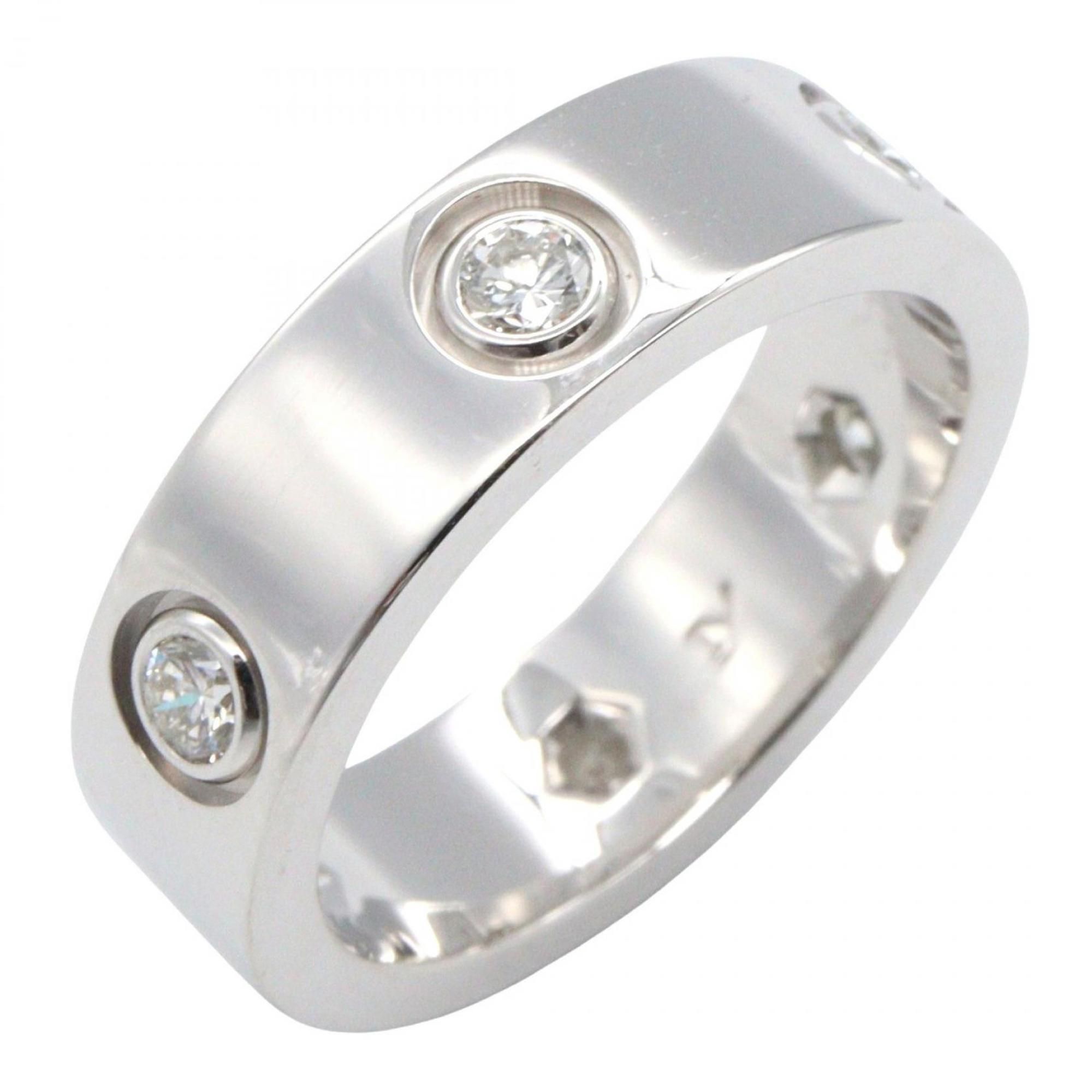 Cartier Love Ring 6PD, 18K White Gold with Diamonds, Women's, Silver, Clear, B4032552