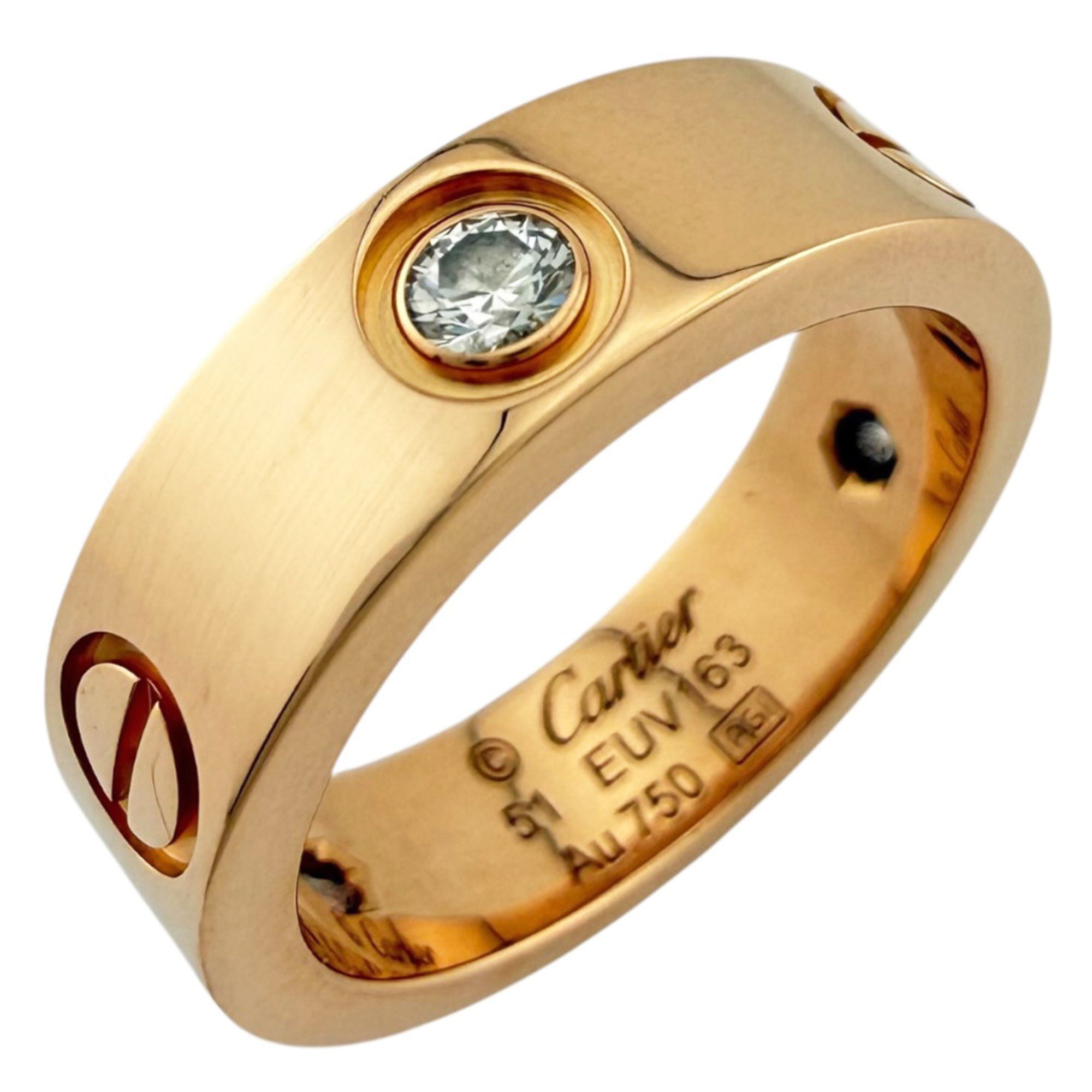 Cartier Love Half Diamond Ring, 1, 18k Gold, Diamond, Women's, Pre-owned