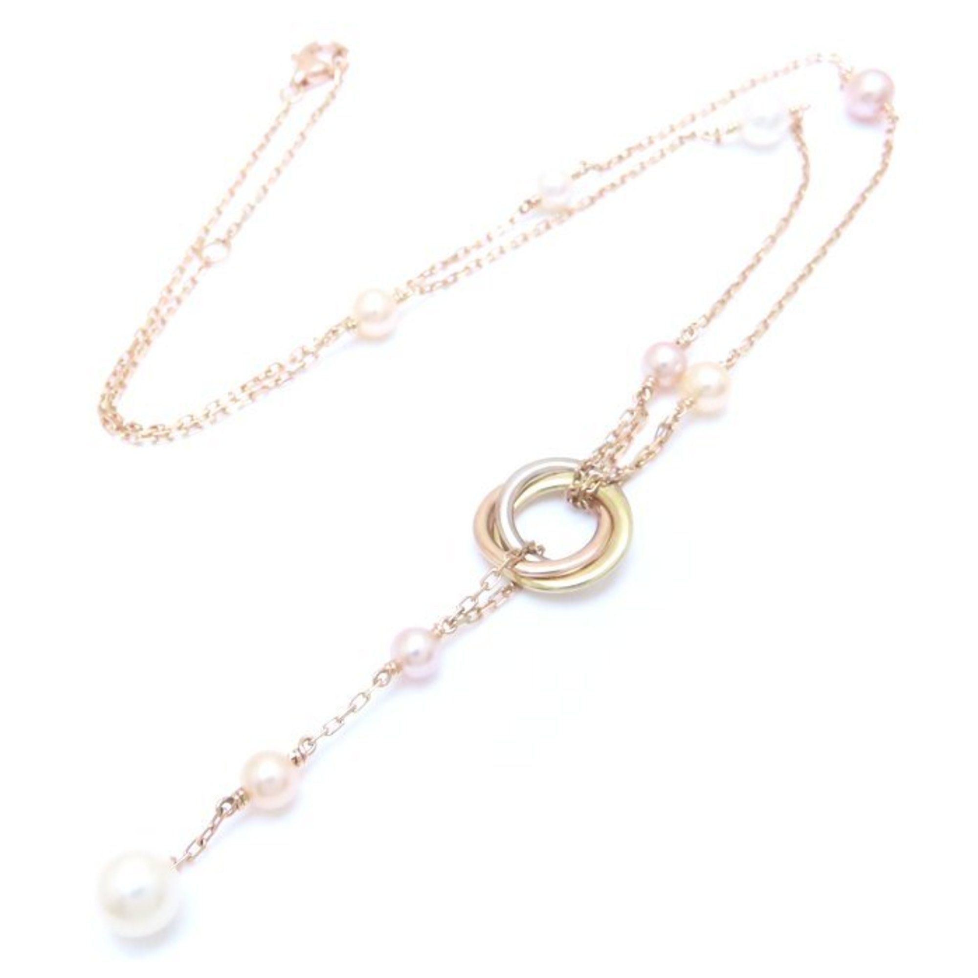CARTIER Trinity Circle Drop Necklace with Baby Pearls and 18K Three-Tone Gold 293874