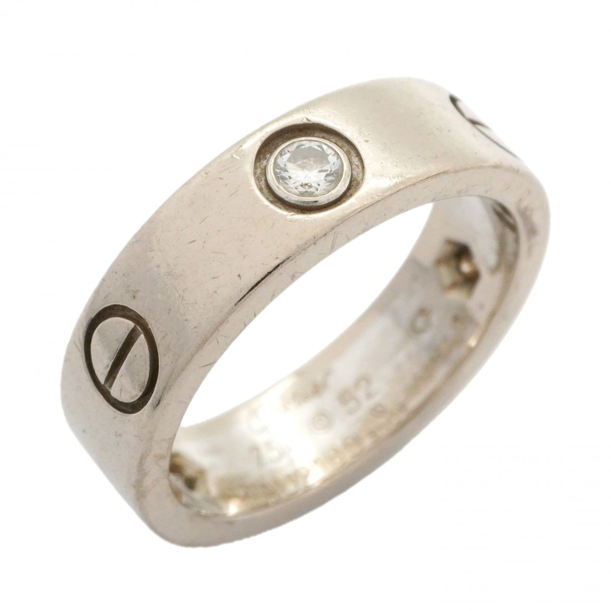 Cartier Love 3PD Ring, 18K White Gold with Diamonds, #52, Women's