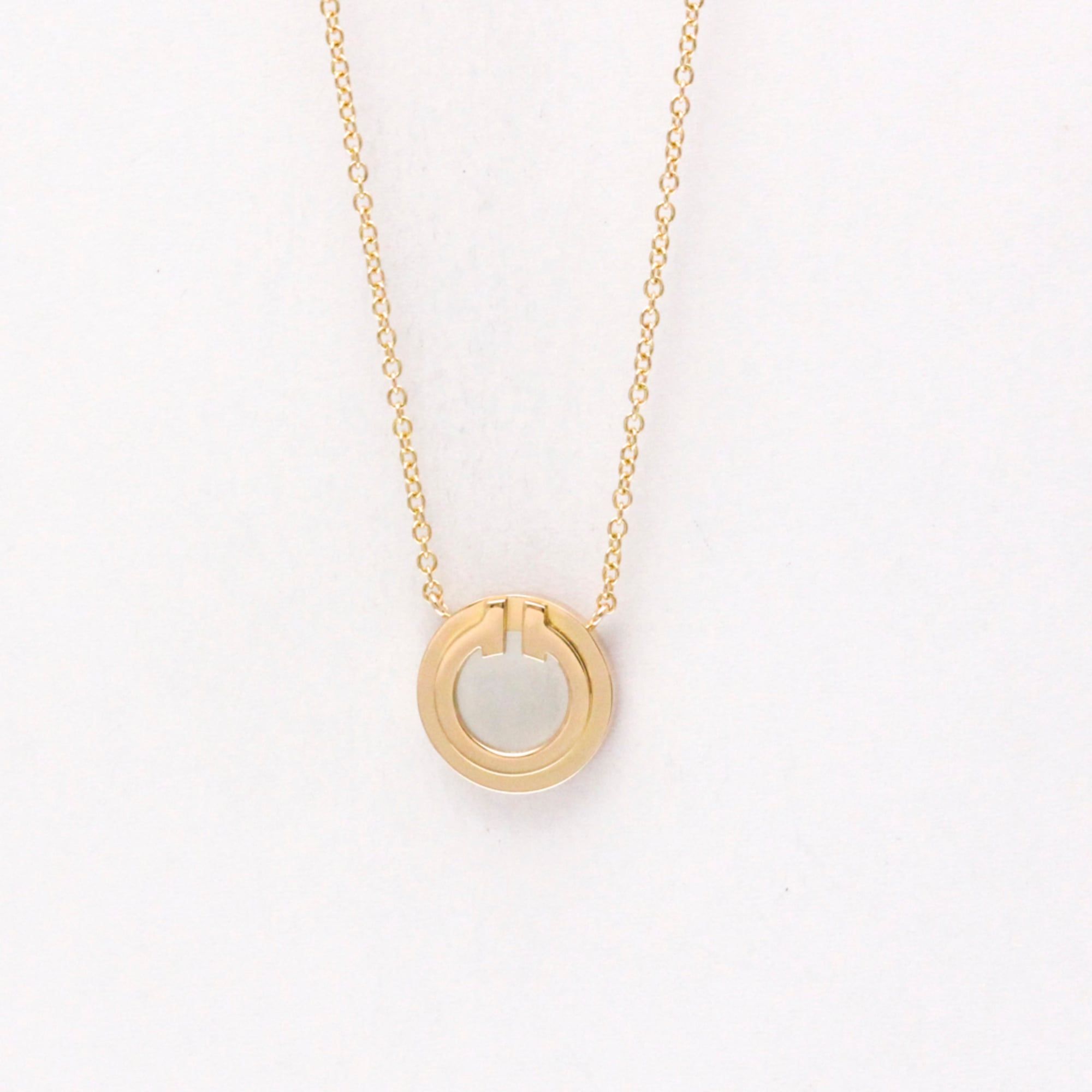 Tiffany Tiffany T T TWO Circle Necklace Pink Gold (18K) Mother Of Pearl Women,Men Fashion Pendant Ne