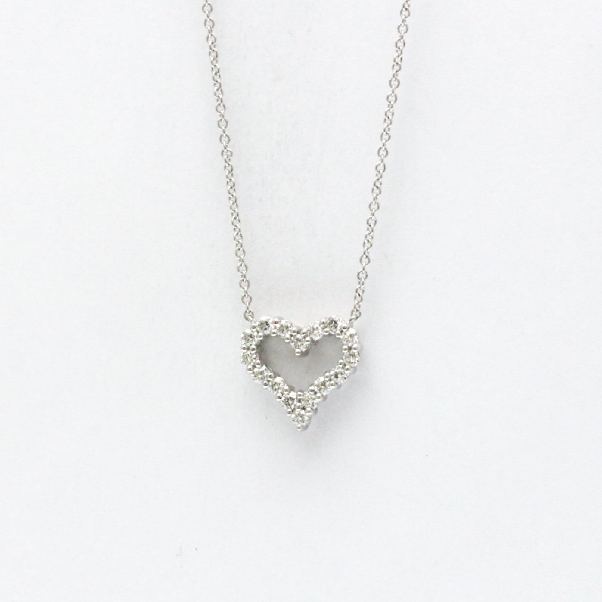 Tiffany Sentimental Heart Mini Necklace Platinum Diamond Men,Women Fashion Pendant Necklace (Silver)